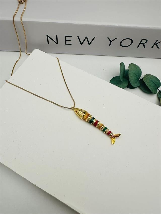 Hareketli Balık Model Çelik Kolye (Gold) 010710
