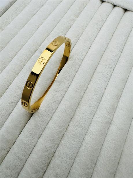 Kalın Taşsız Cartier Çelik Kelepçe (Gold )2022