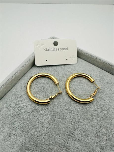 Kp 253 Halka Çelik Küpe Orta Boy  (Gold)