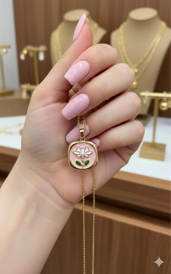 Mineli  Çelik Kolye (Gold) 010739