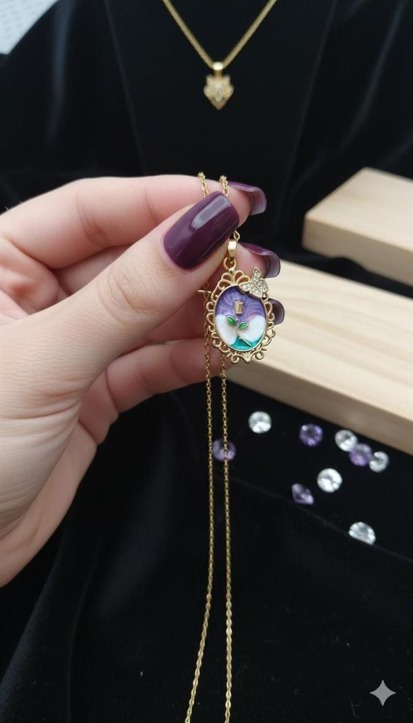 Mineli  Çelik Kolye (Gold) 010743