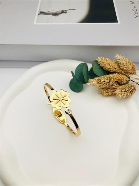 Yonca Detaylı Çelik Kelepçe (Gold)2179