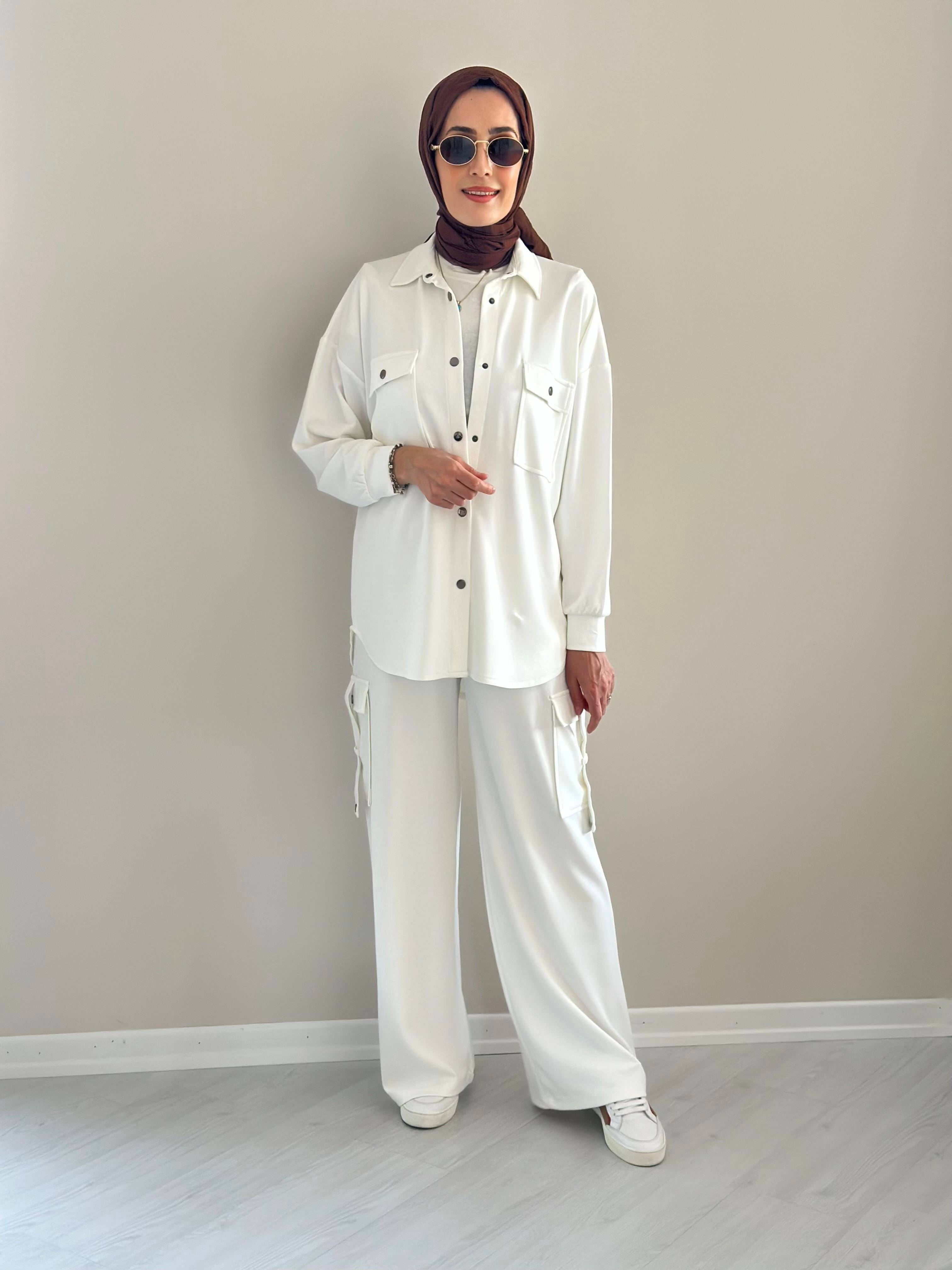 Alien Gömlek  Pantalon Takım Beyaz   