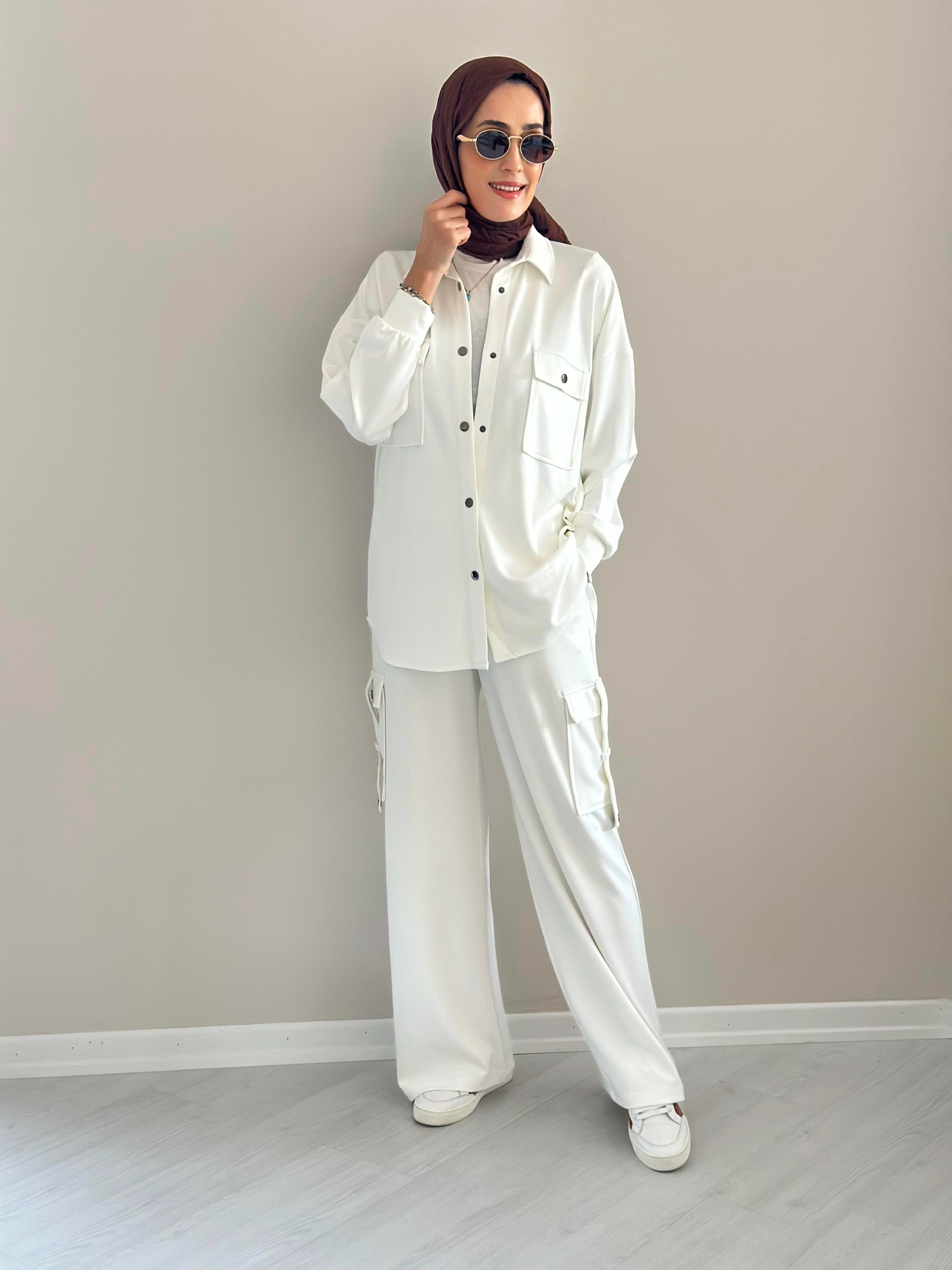 Alien Gömlek  Pantalon Takım Beyaz   