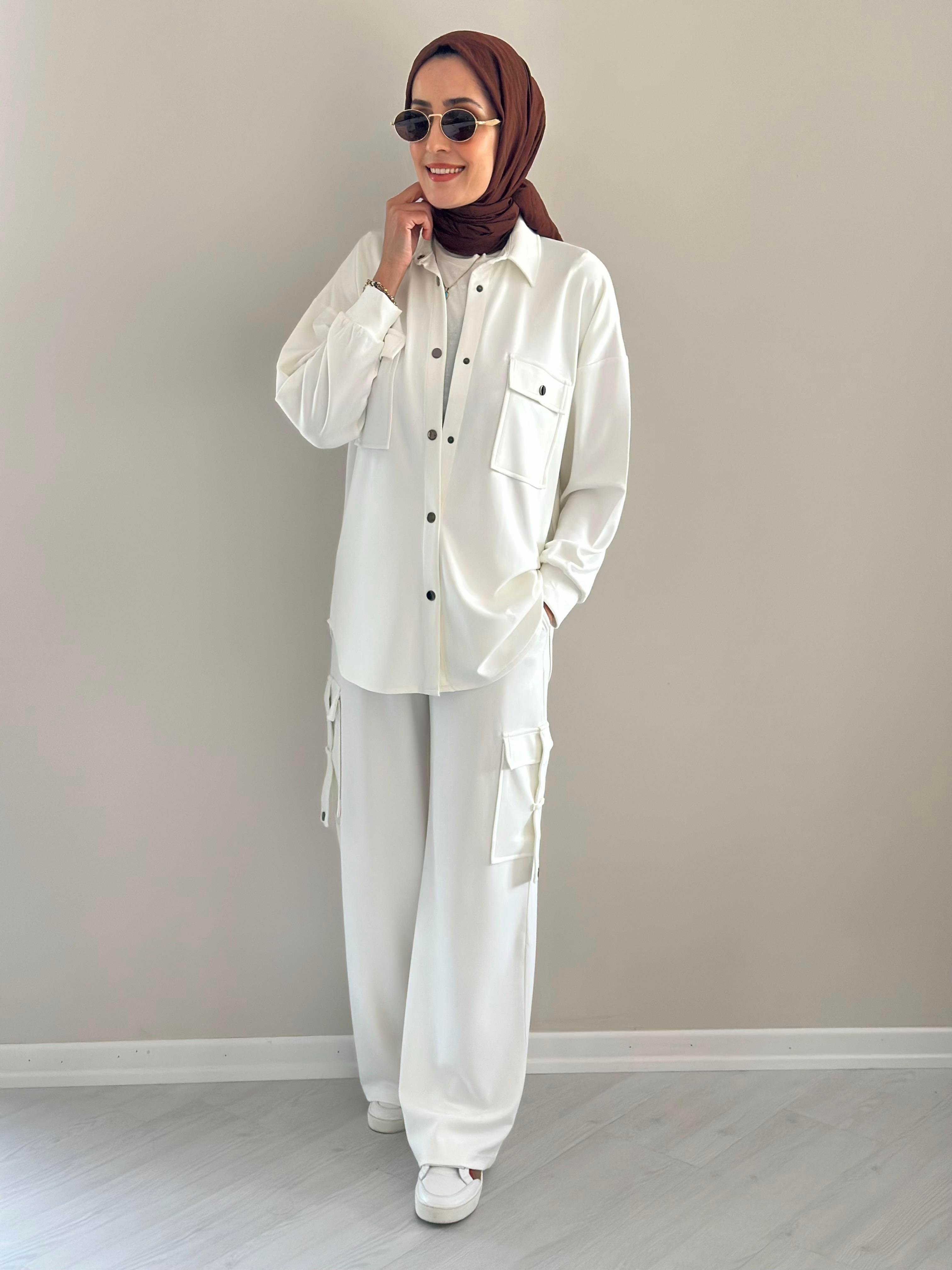 Alien Gömlek  Pantalon Takım Beyaz   