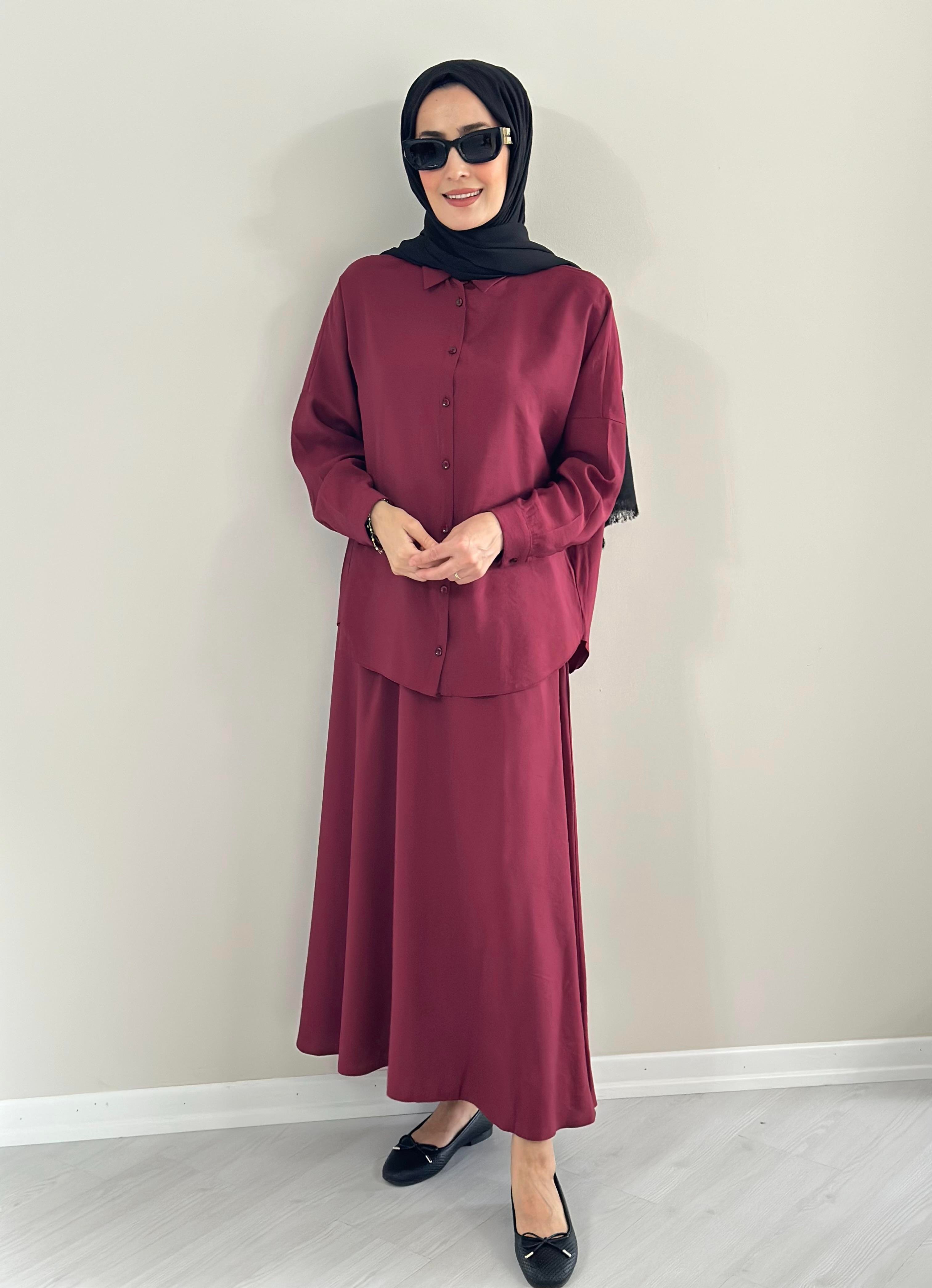 Milano Bordo   Gömlek  Etek  Takım