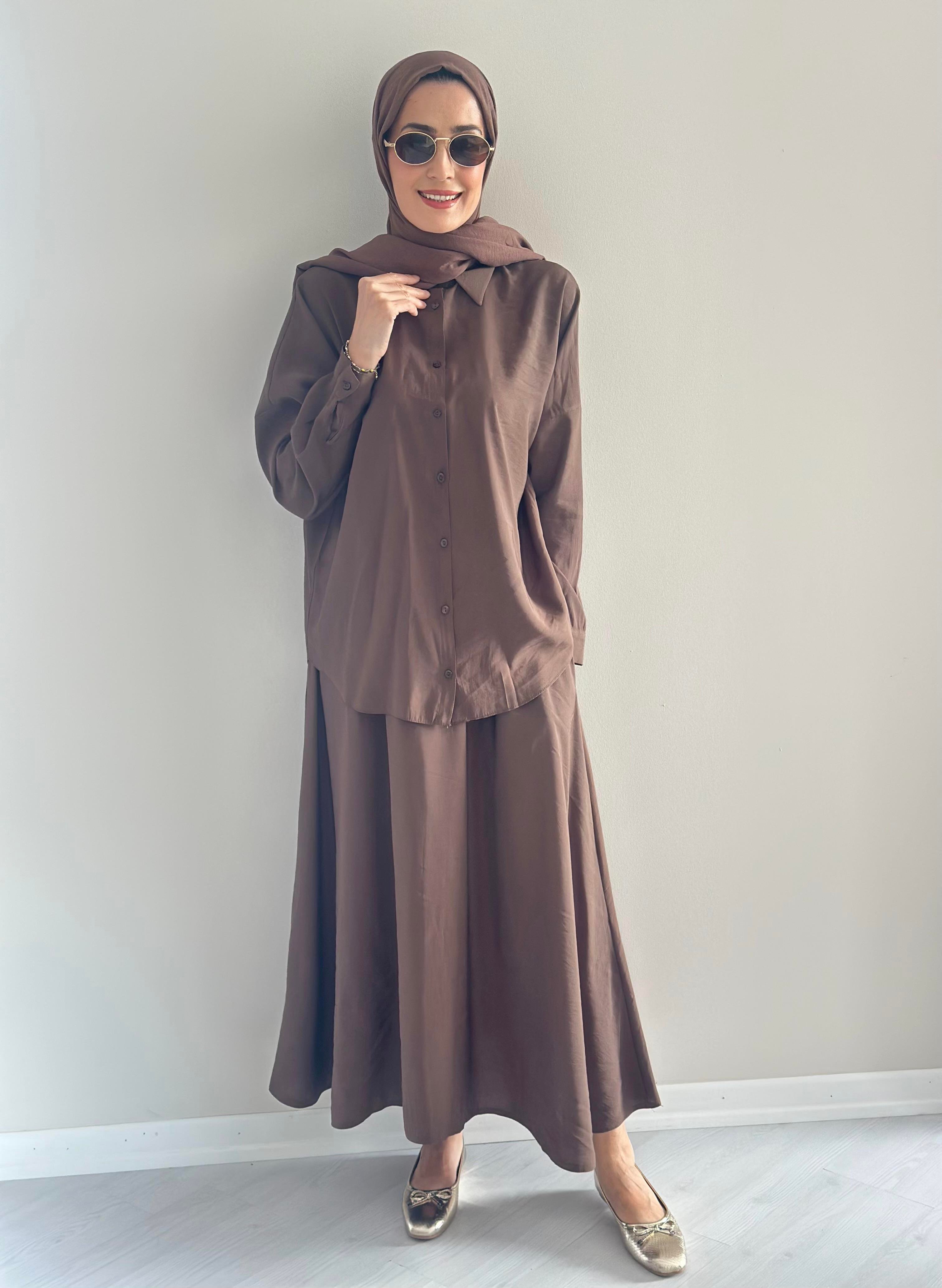 Milano Kahve  Gömlek  Etek  Takım