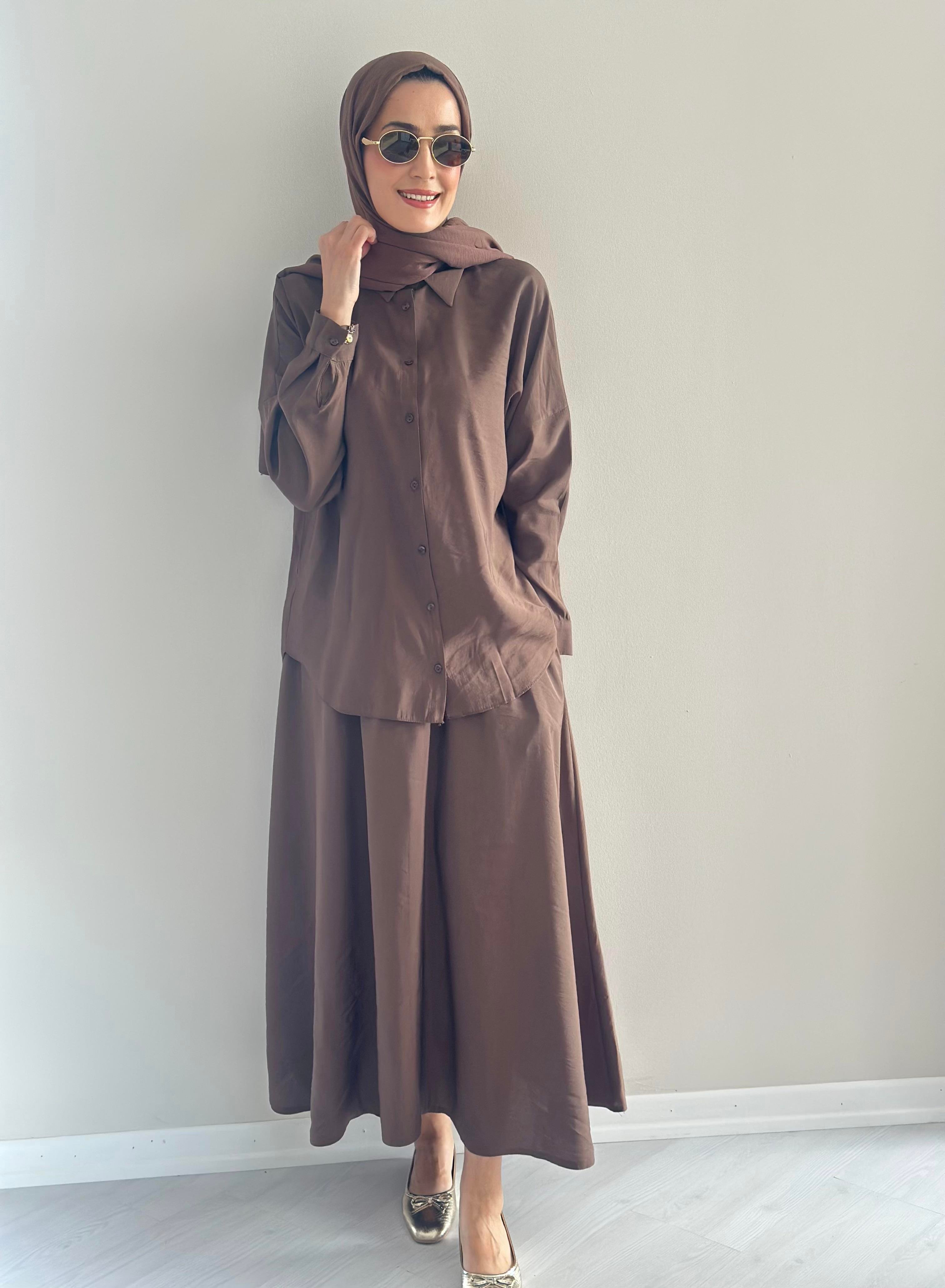 Milano Kahve  Gömlek  Etek  Takım