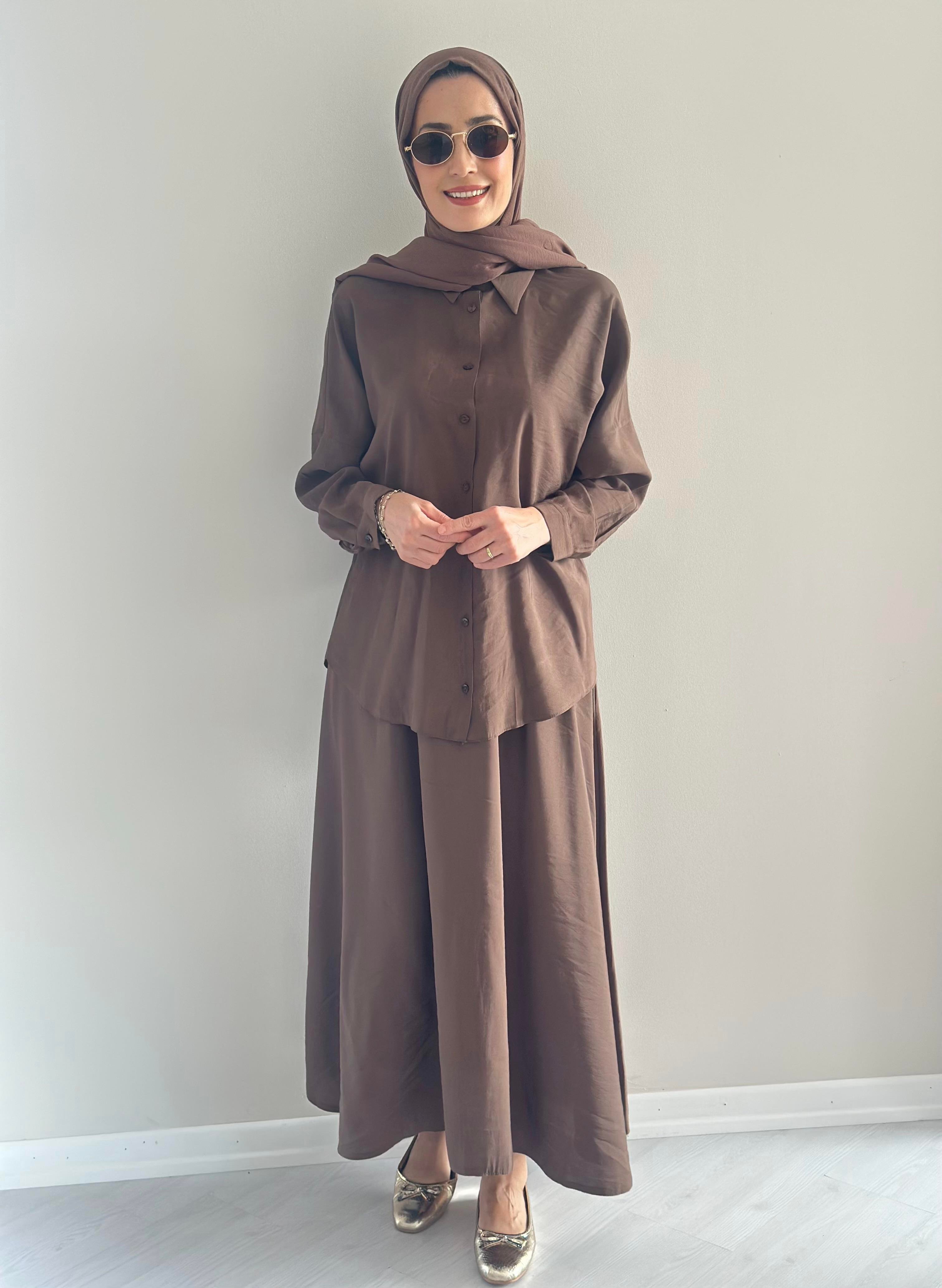 Milano Kahve  Gömlek  Etek  Takım