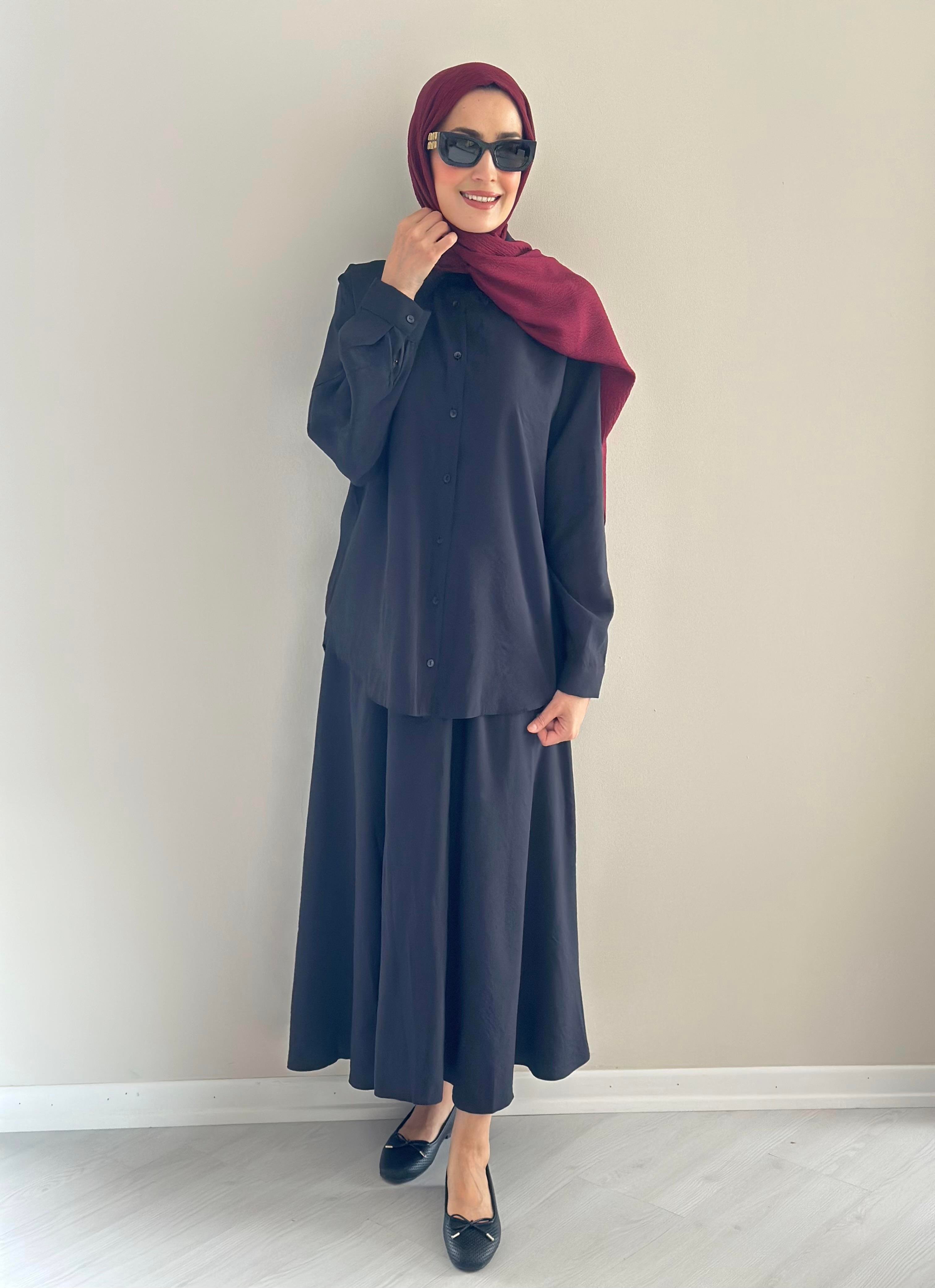 Milano Siyah Gömlek  Etek  Takım