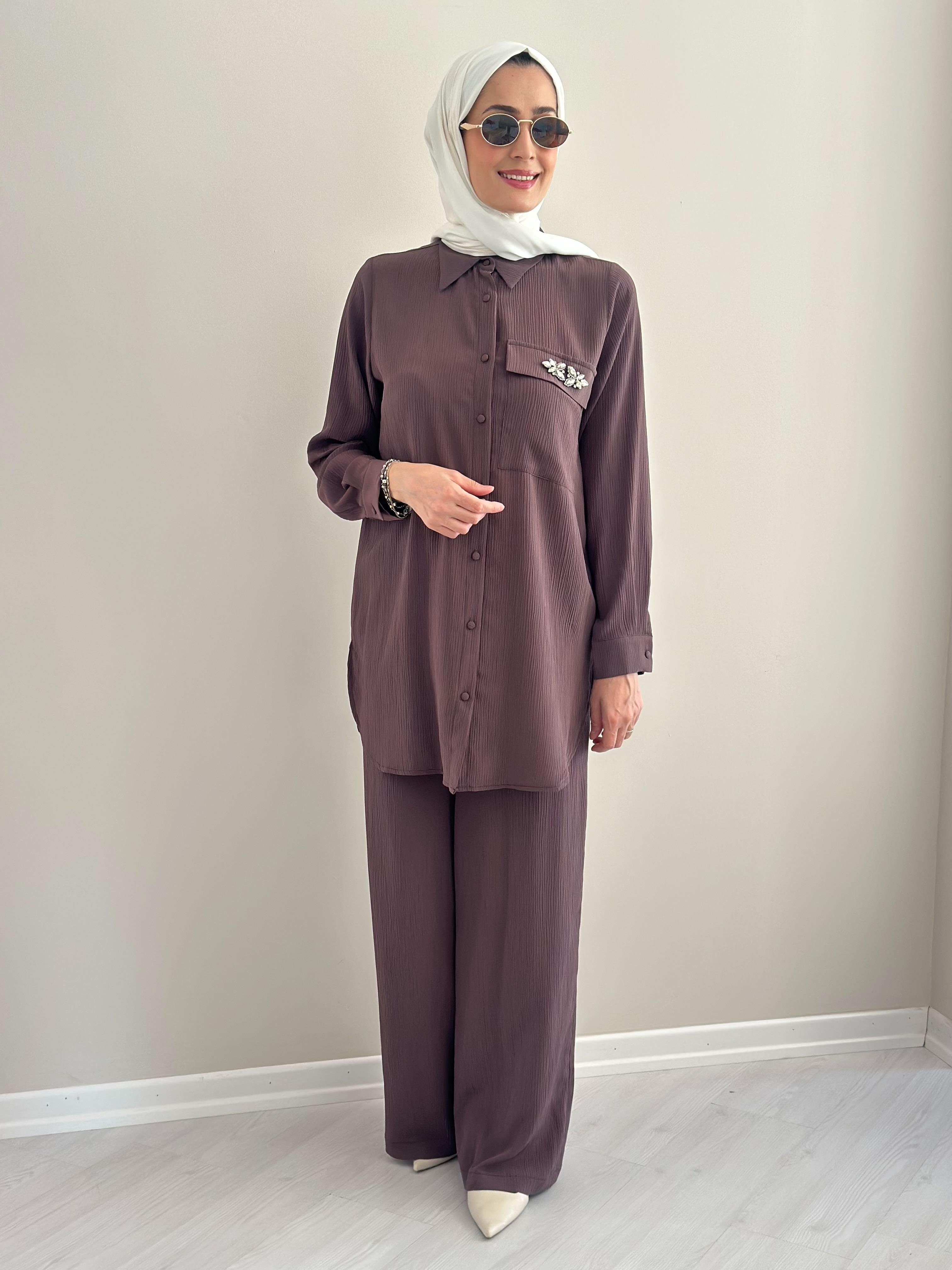 Porto Kahve  Gömlek Pantolon Takım