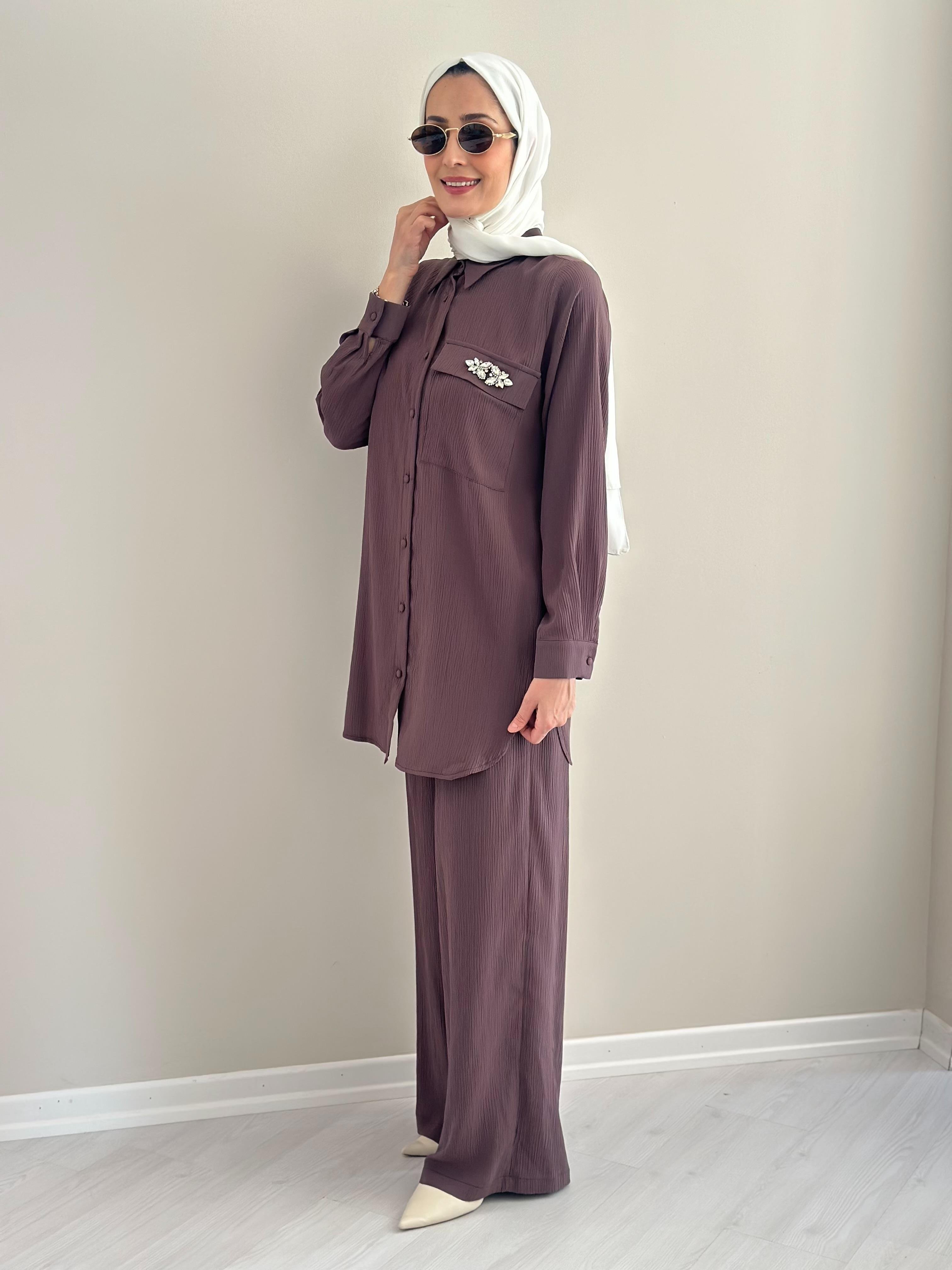 Porto Kahve  Gömlek Pantolon Takım