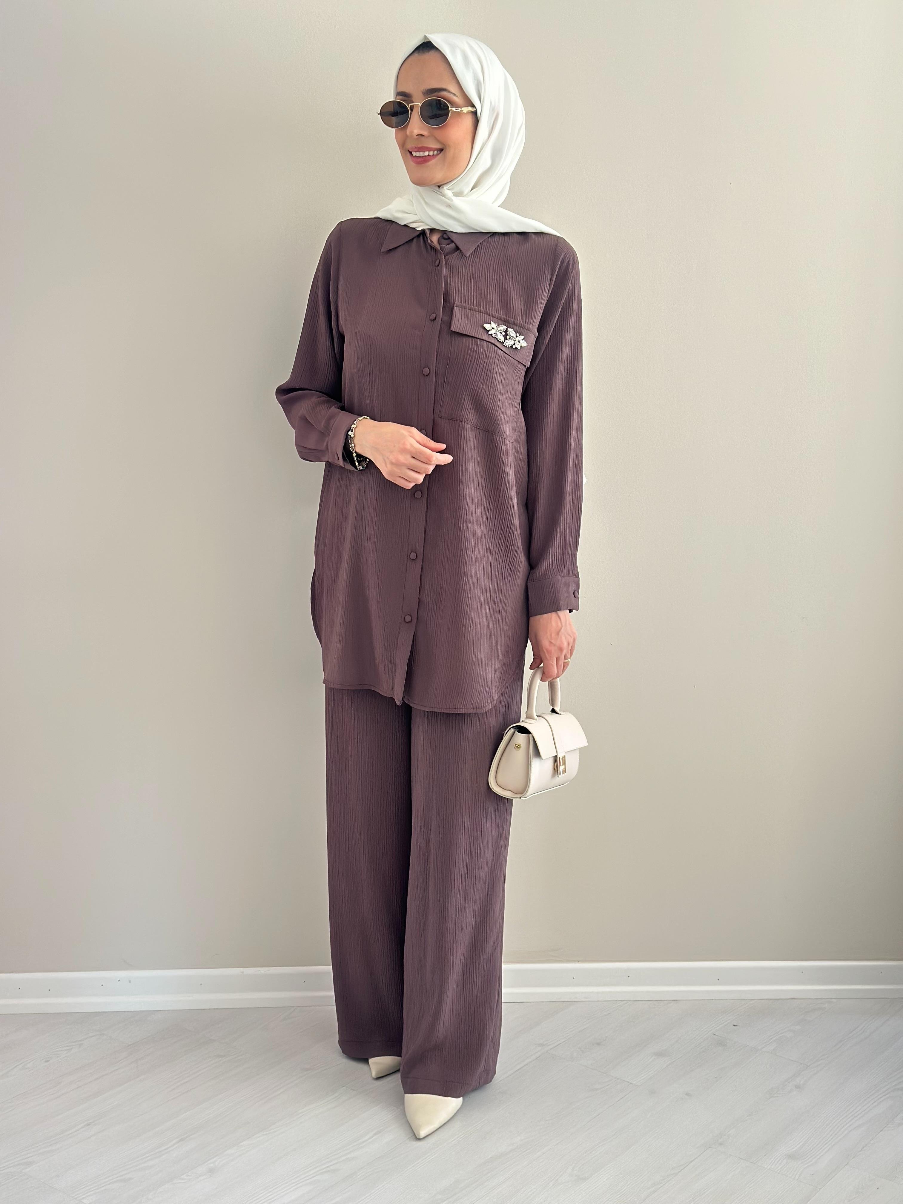 Porto Kahve  Gömlek Pantolon Takım