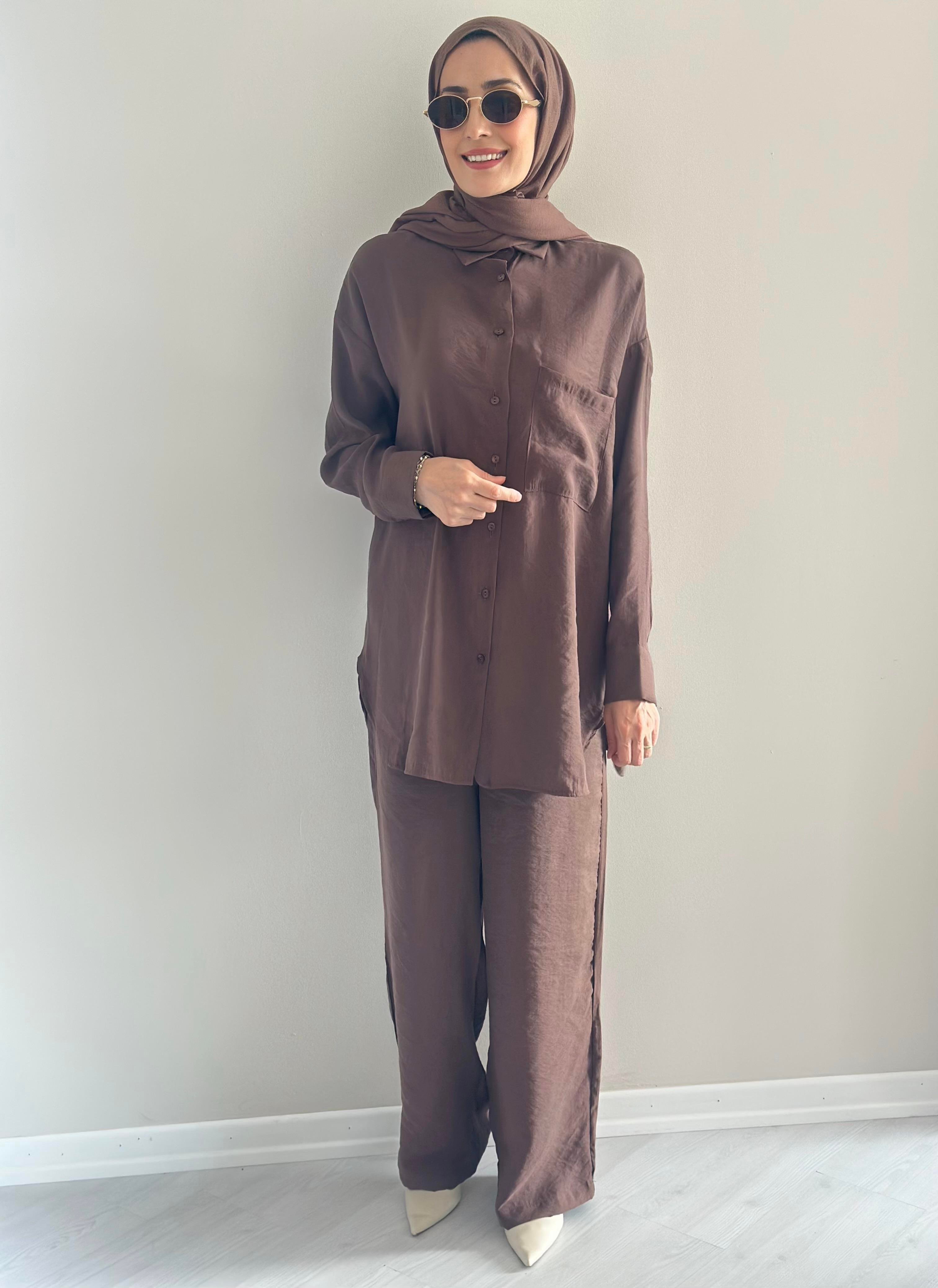 Roma  Kahve  Gömlek Pantolon Takım