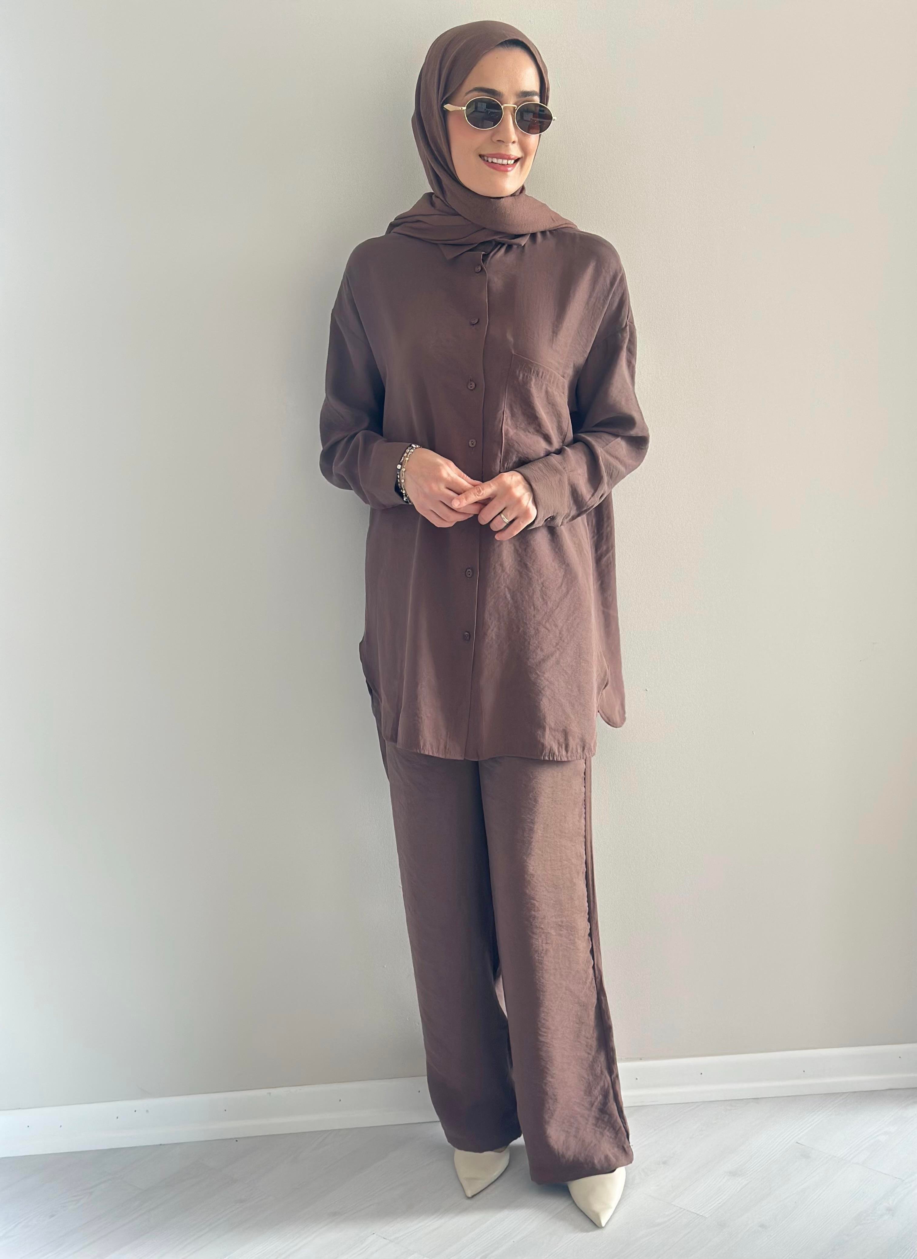 Roma  Kahve  Gömlek Pantolon Takım