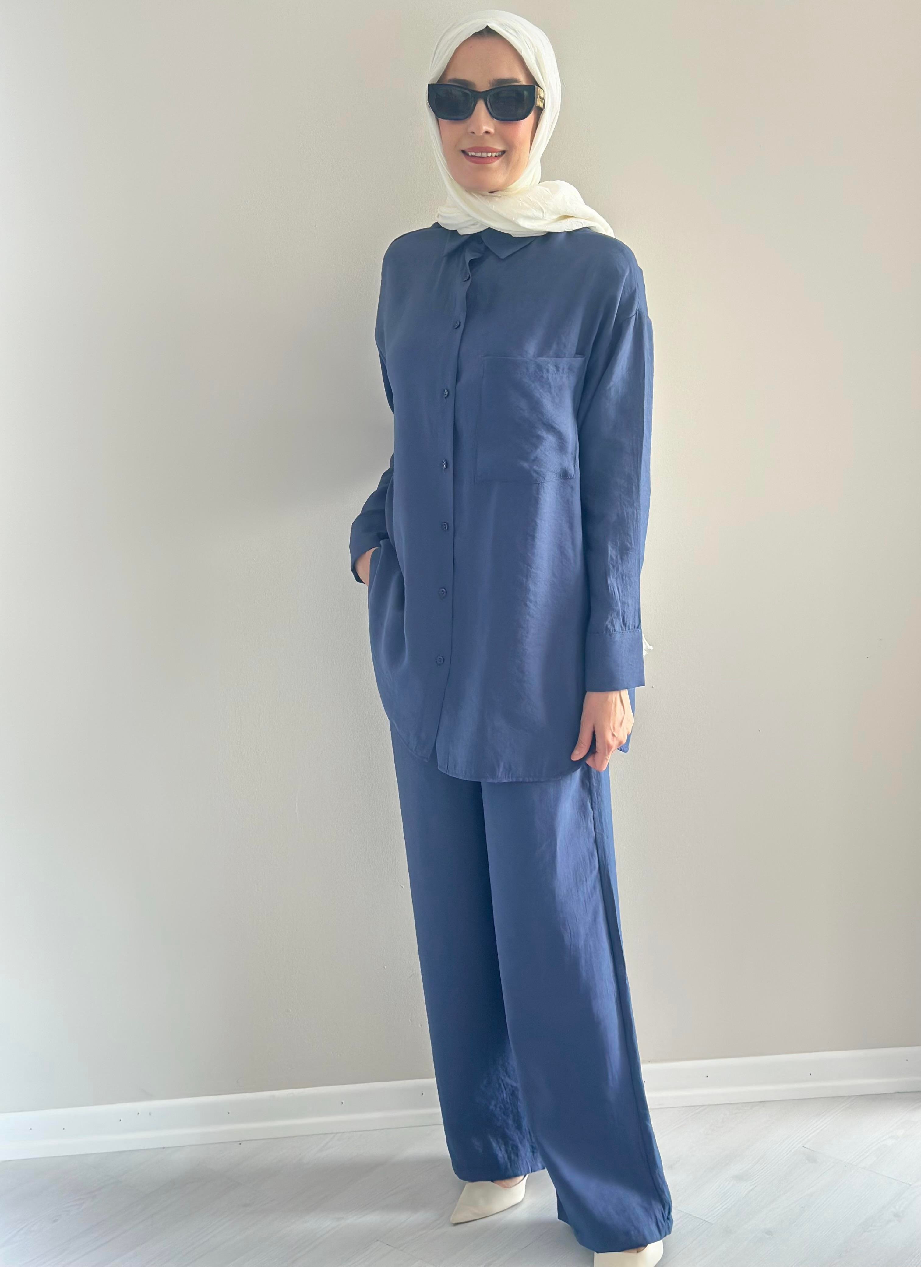 Roma  Mavi  Gömlek Pantolon Takım