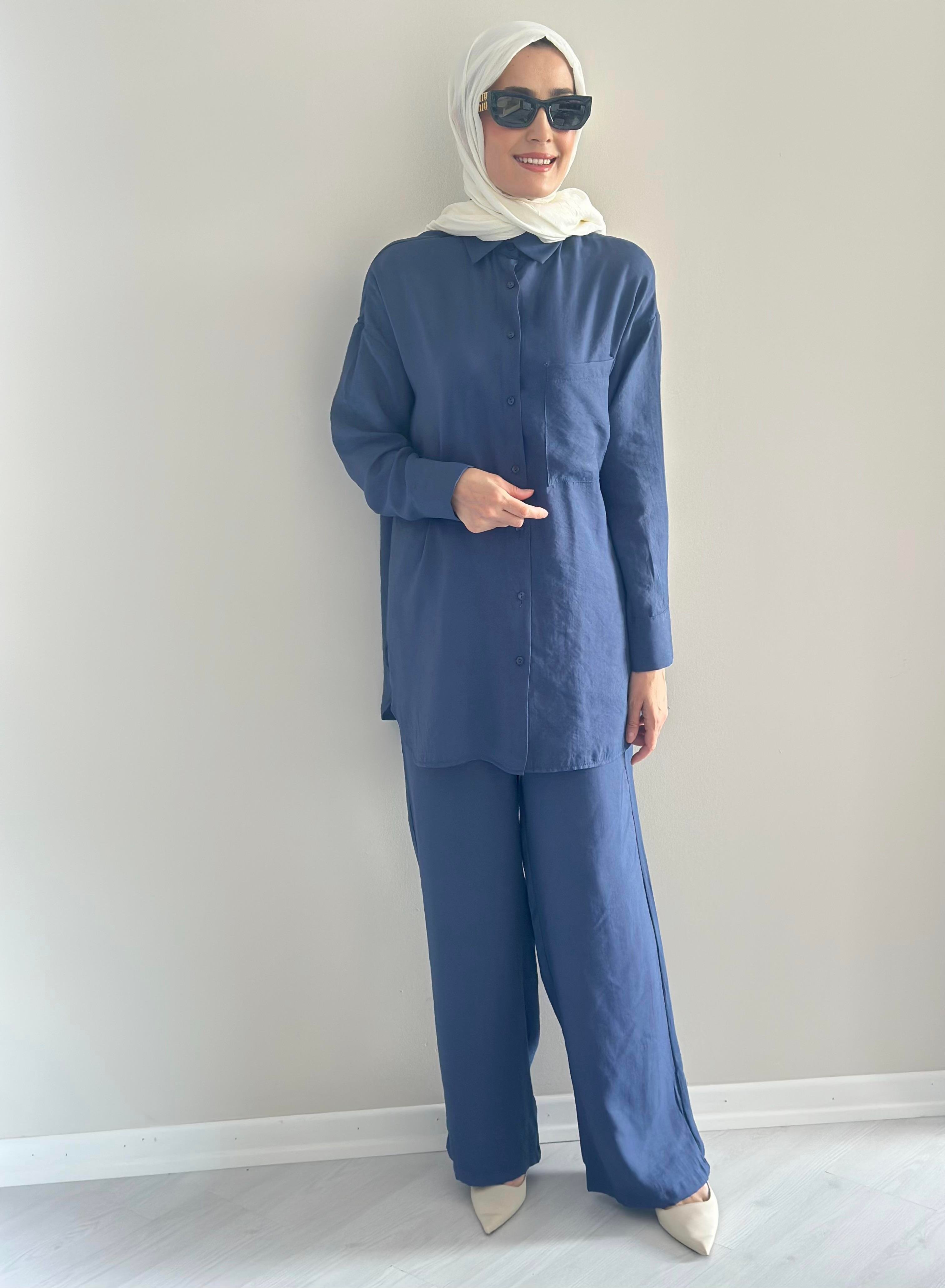 Roma  Mavi  Gömlek Pantolon Takım