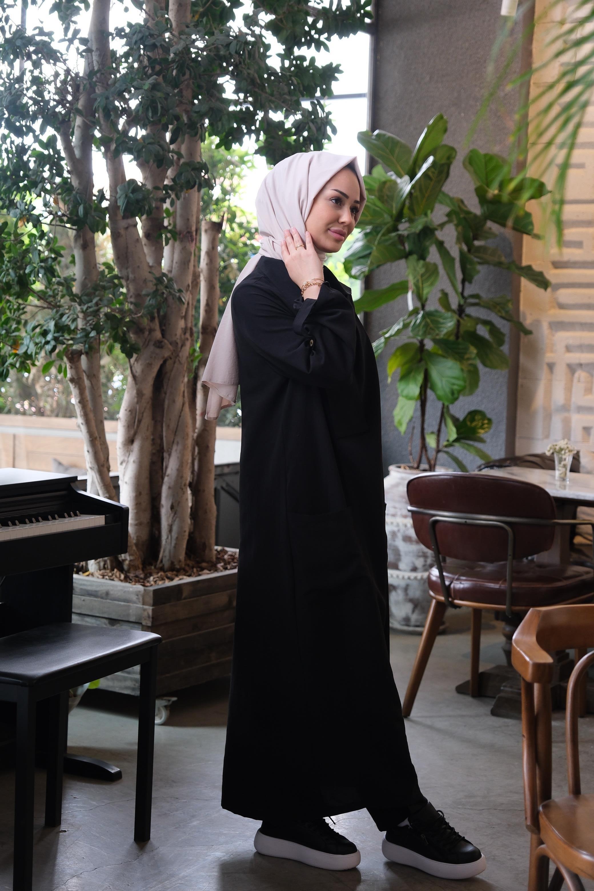 Takıntı Design Cemily Caz Şal Yaka Siyah Tesettür Takım