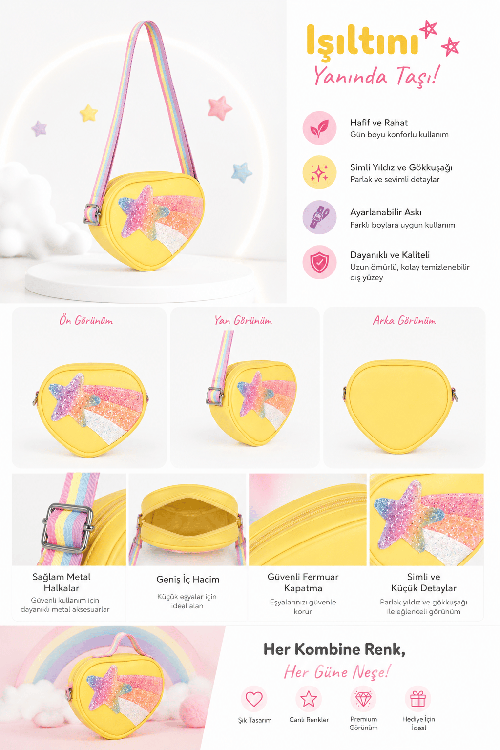 Çocuk Kalp Omuz Çantası