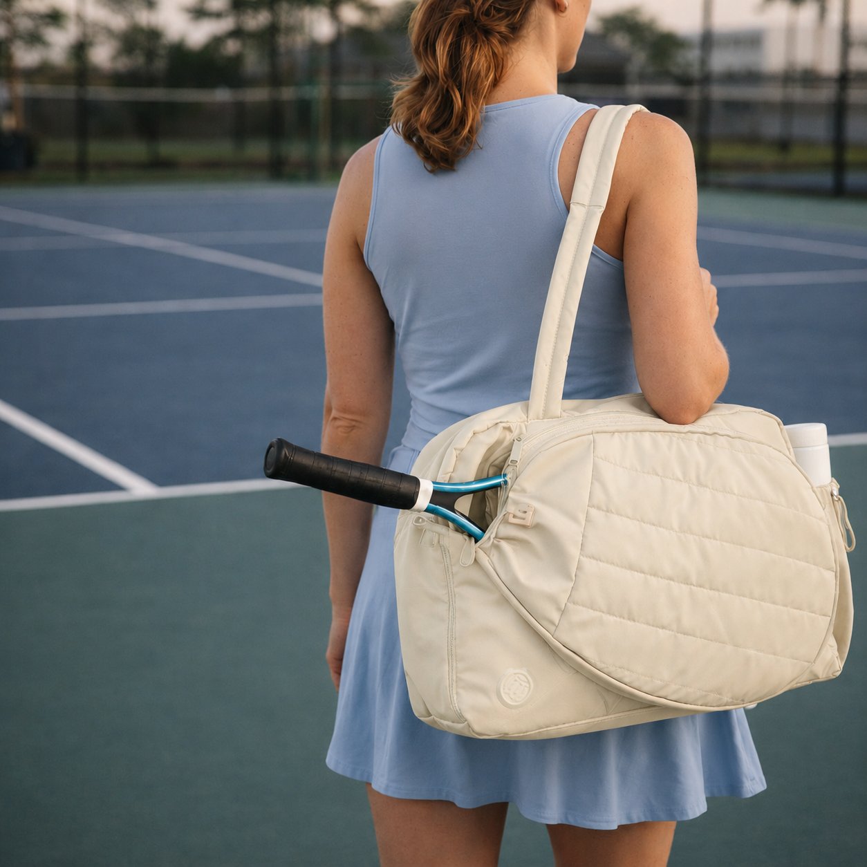 İcone Bag Paraşüt Kumaş Raket Gözlü Tenis Çantası, Spor Çantası Ve Tenis Çantası, Padel Çantası BEJ