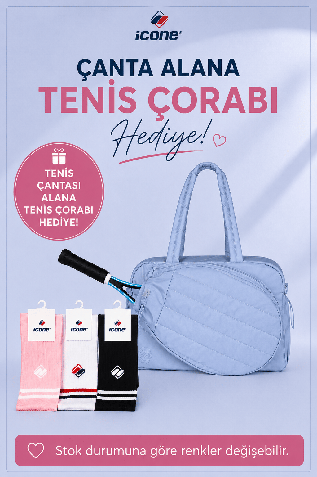 İcone Bag Paraşüt Kumaş Raket Gözlü Tenis Çantası, Spor Çantası Ve Tenis Çantası, Padel Çantası MAVİ