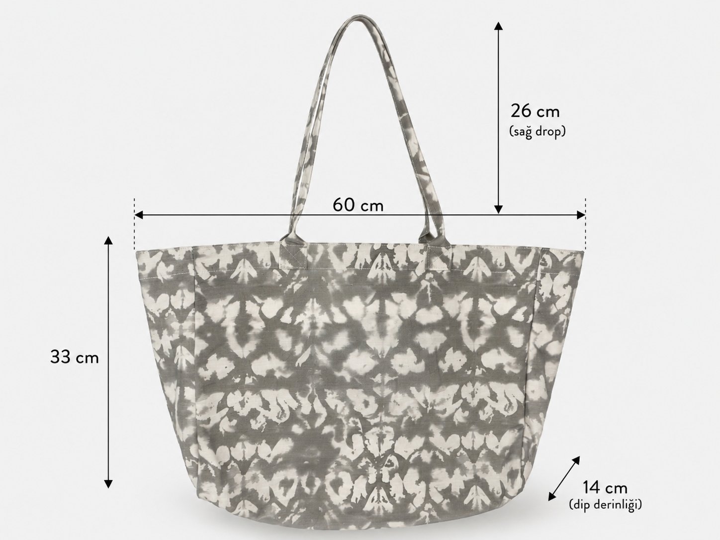 Icone Gri Degrade Baskılı Kanvas Omuz Çantası, Gri Degrade Plaj Çantası, Plaj Çantası, Beach Bag
