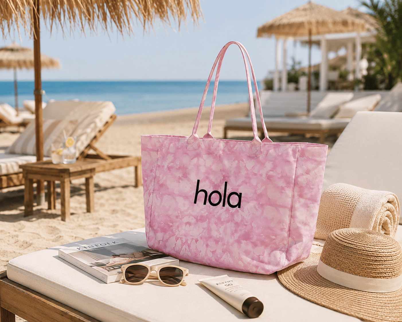 Icone Mavi Degrade Baskılı Kanvas Omuz Çantası, Degrade Plaj Çantası, Plaj Çantası, Beach Bag