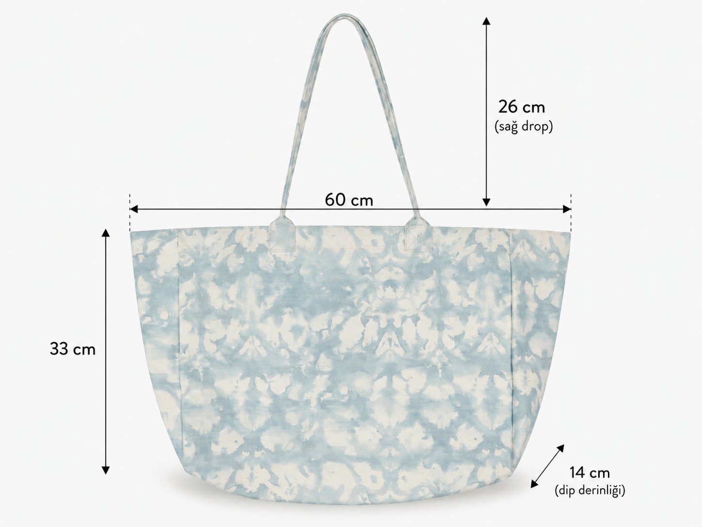 Icone Mavi Degrade Baskılı Kanvas Omuz Çantası, Degrade Plaj Çantası, Plaj Çantası, Beach Bag