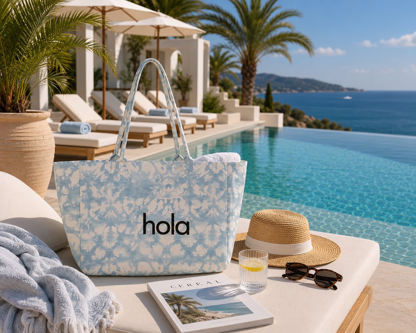 Icone Mavi Degrade Baskılı Kanvas Omuz Çantası, Degrade Plaj Çantası, Plaj Çantası, Beach Bag