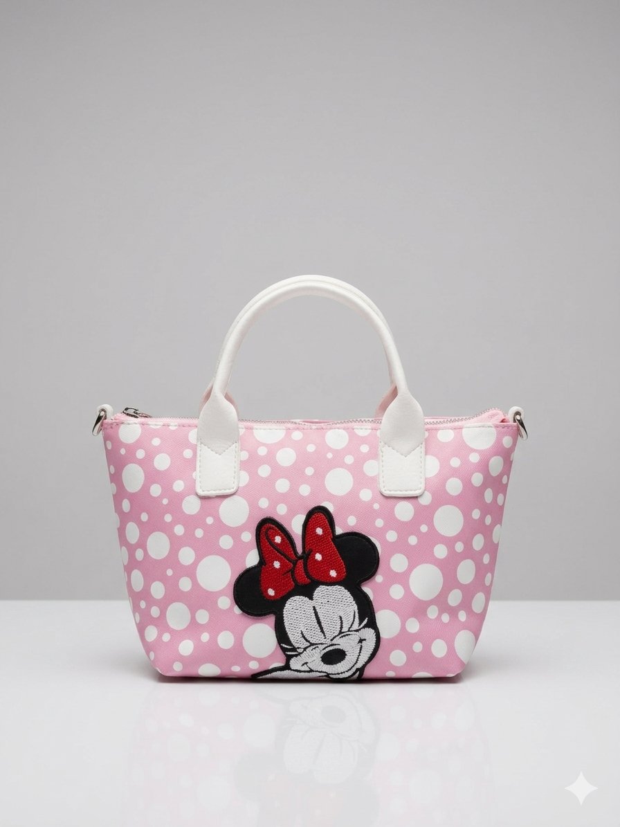 Minnie Kız Çocuk Omuz Çantası, Puantiyeli Çanta, Mini Puantiyeli Çanta