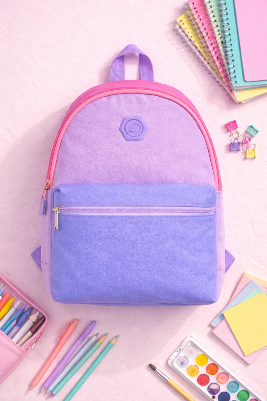 Üç Pastel Renkli Çocuk Sırt Çantası, Pembe Lila Mavi Kız Çocuk Sırt Çantası, Kız Çocuk Okul Çantası