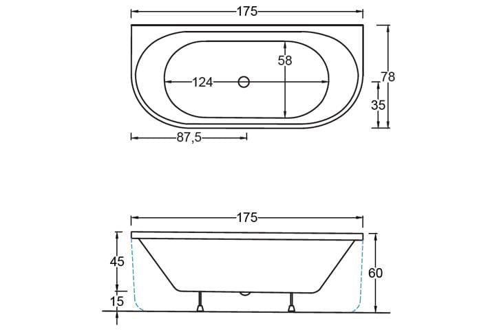 Lateral Solo Küvet 78*175 Cm