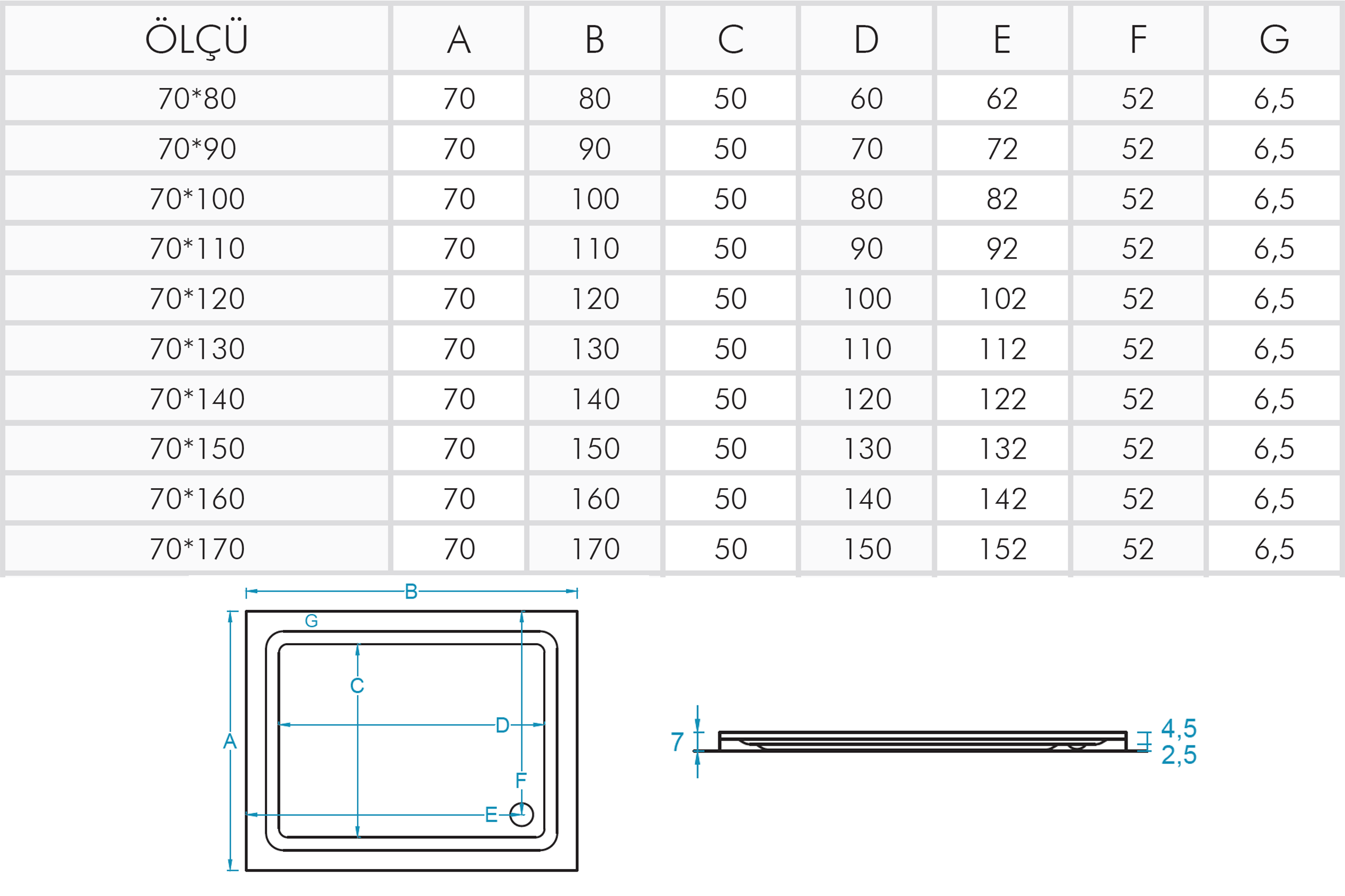 Tesa Dikdörtgen Flat Duş Teknesi