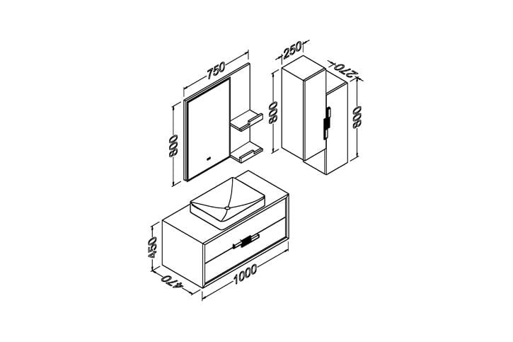 Vetrina 100 Cm Banyo Dolabı 