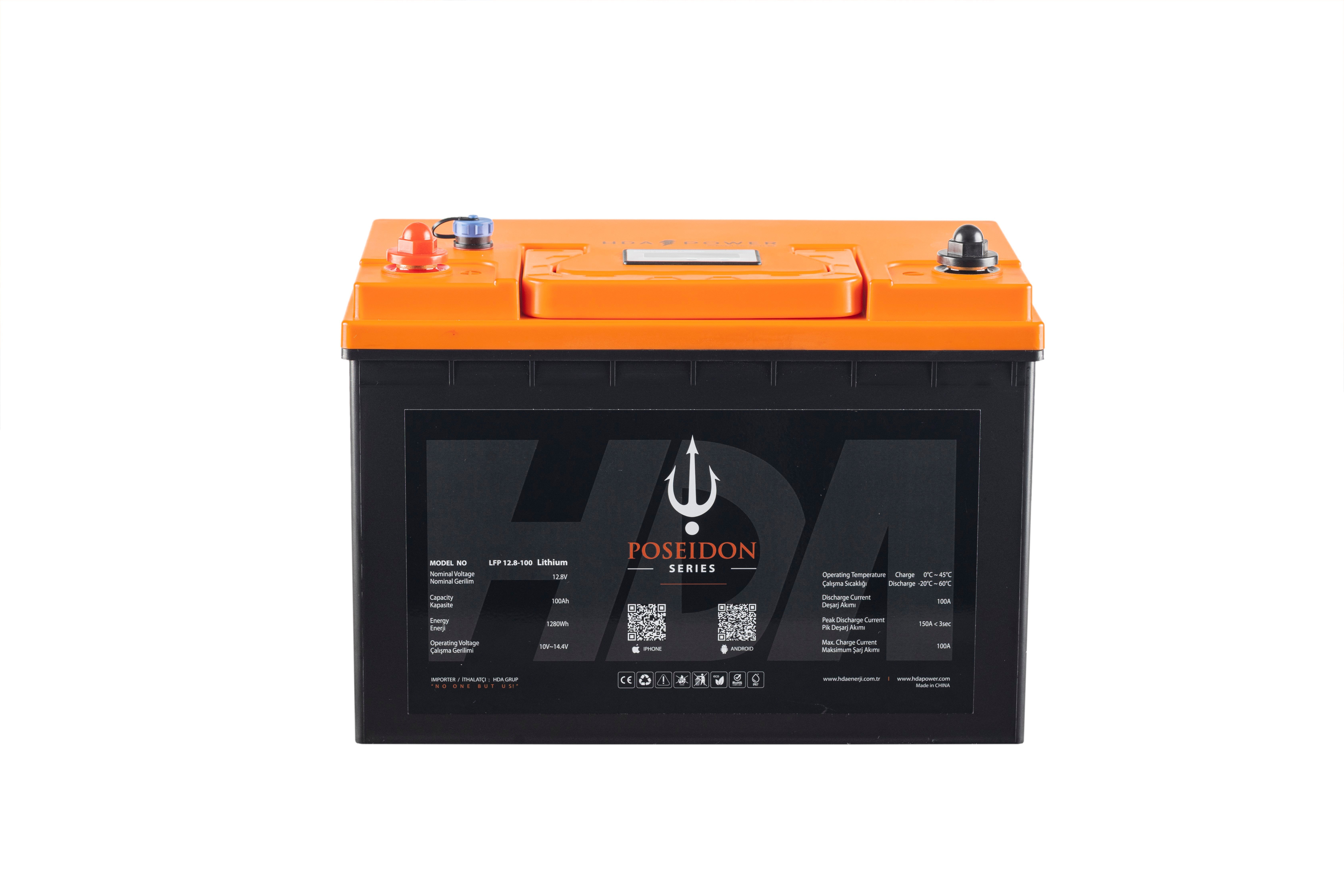 POSEIDON 12.8V 100Ah LiFePO₄ Lityum Batarya – Rack / ESS Tip