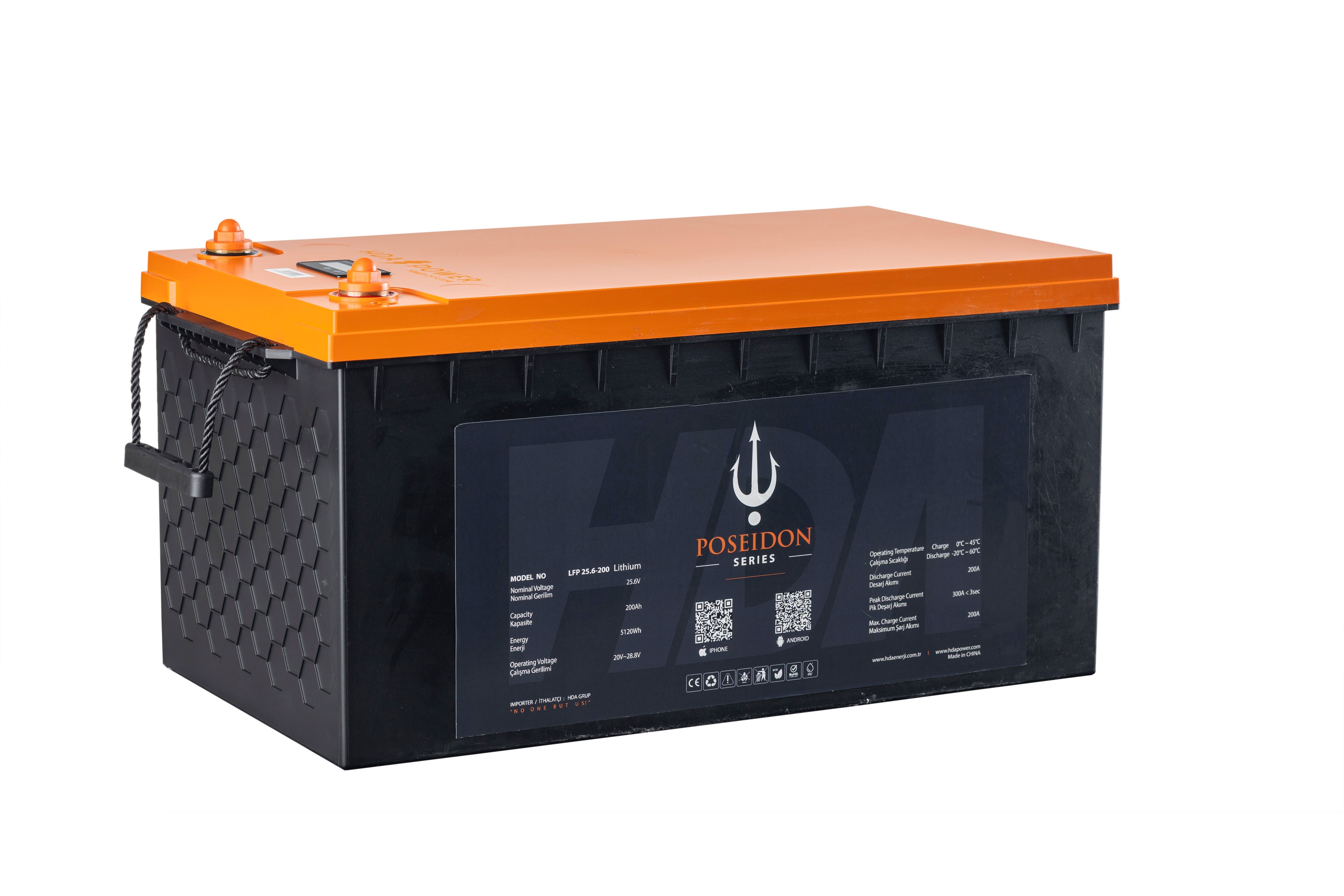 Poseidon 12.8v 200Ah LiFePO₄ Lityum Batarya – Solar / ESS / UPS Uyumlu 