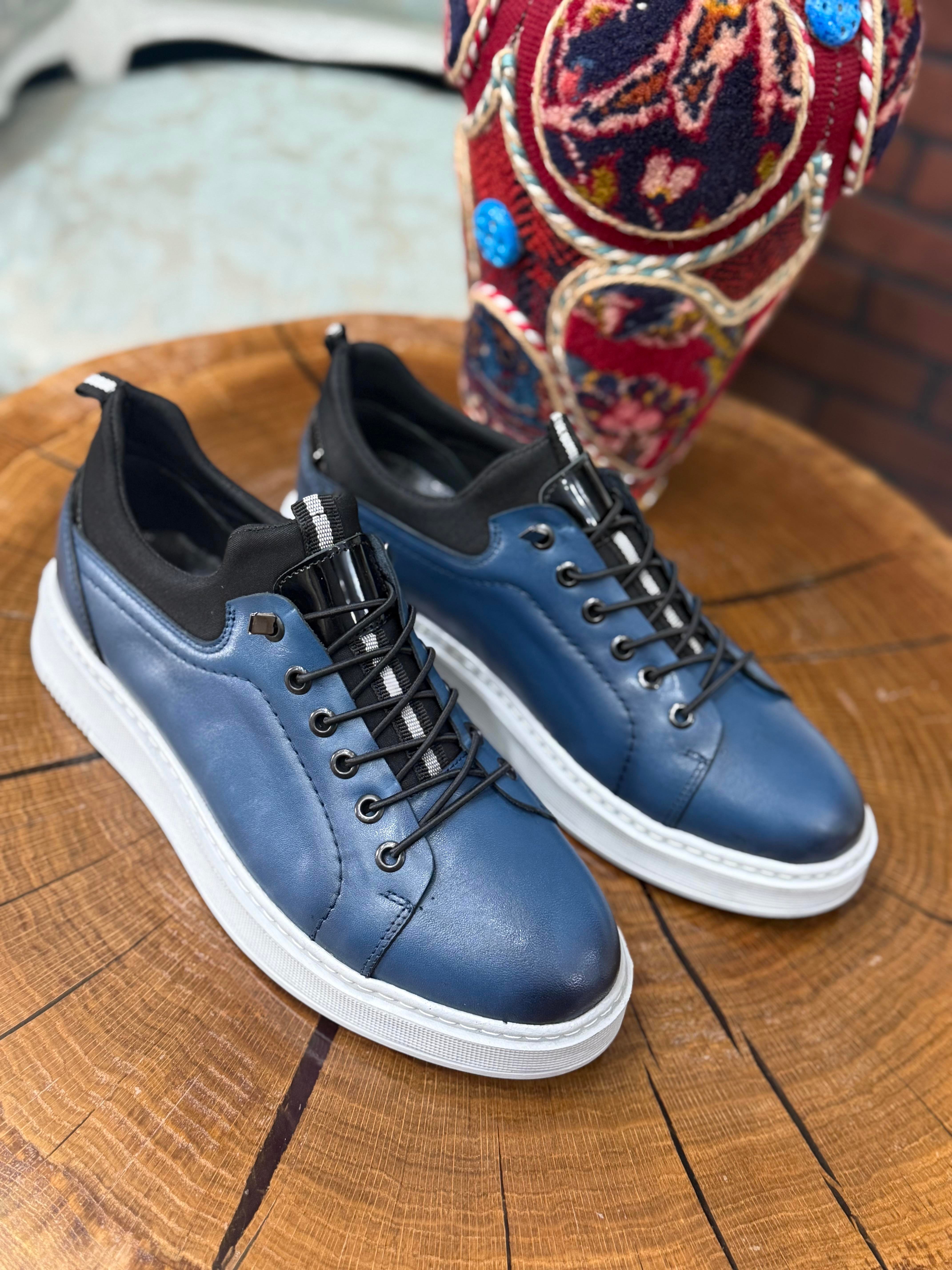 Hakiki Deri Günlük Ayakkabı Mavi