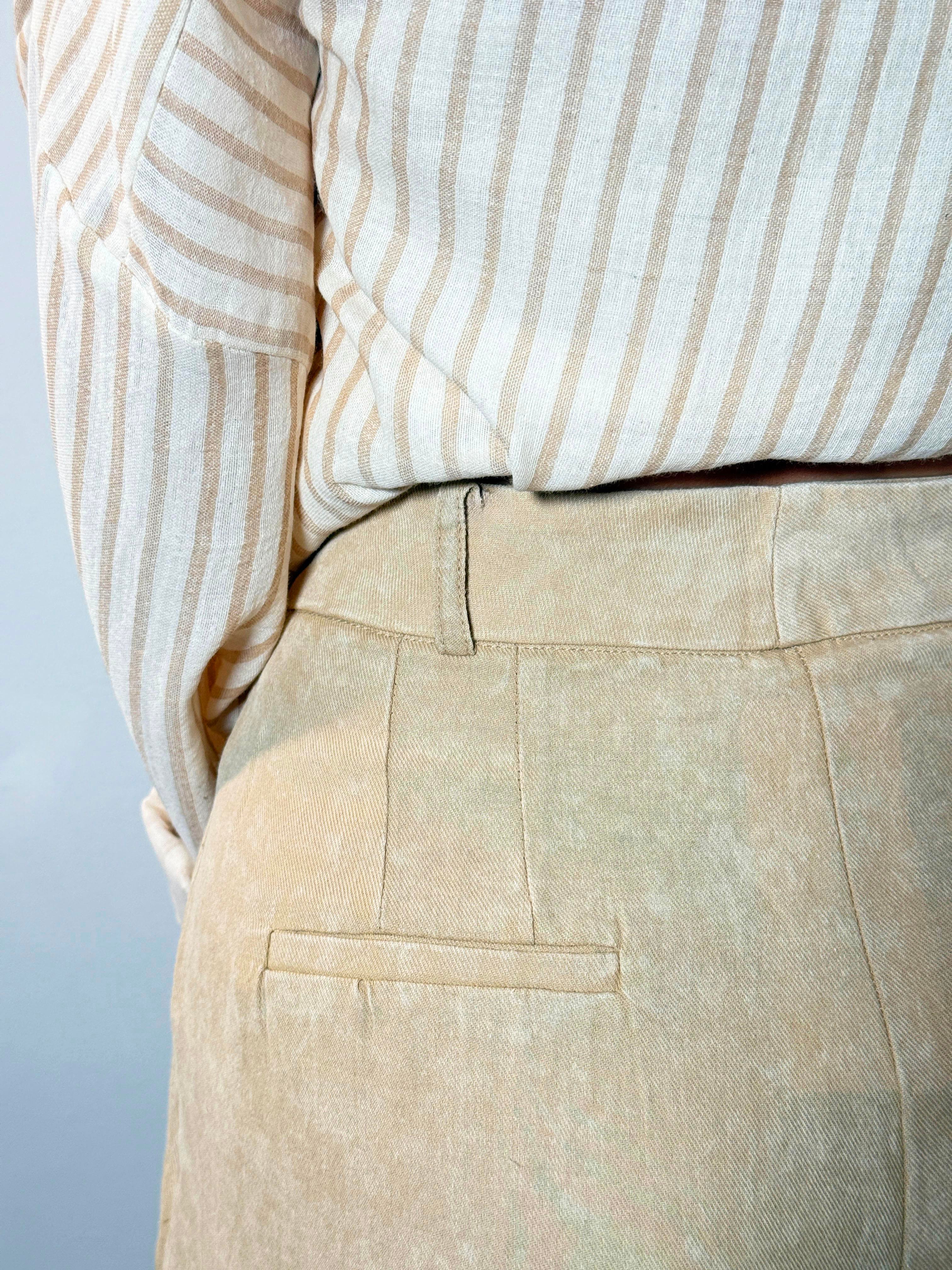 COTTON DÜĞMELİ PANTOLON - KREM