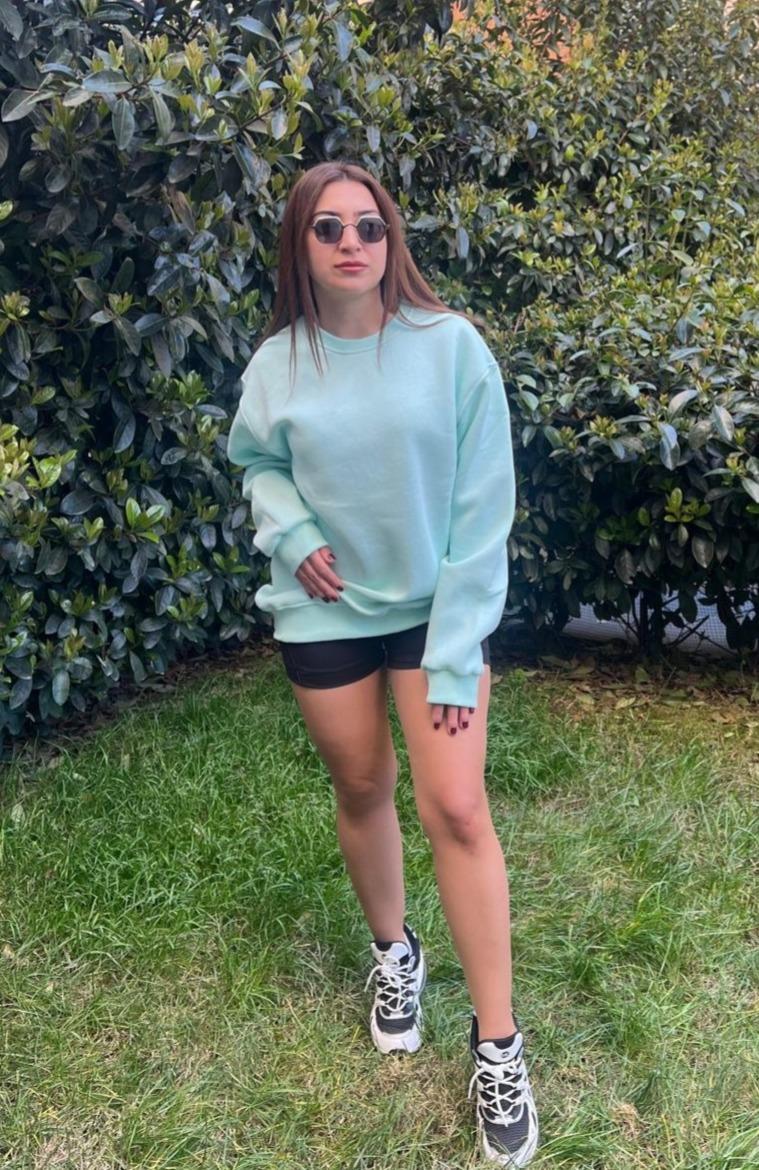 Bisiklet Yaka Oversize Sweatshirt