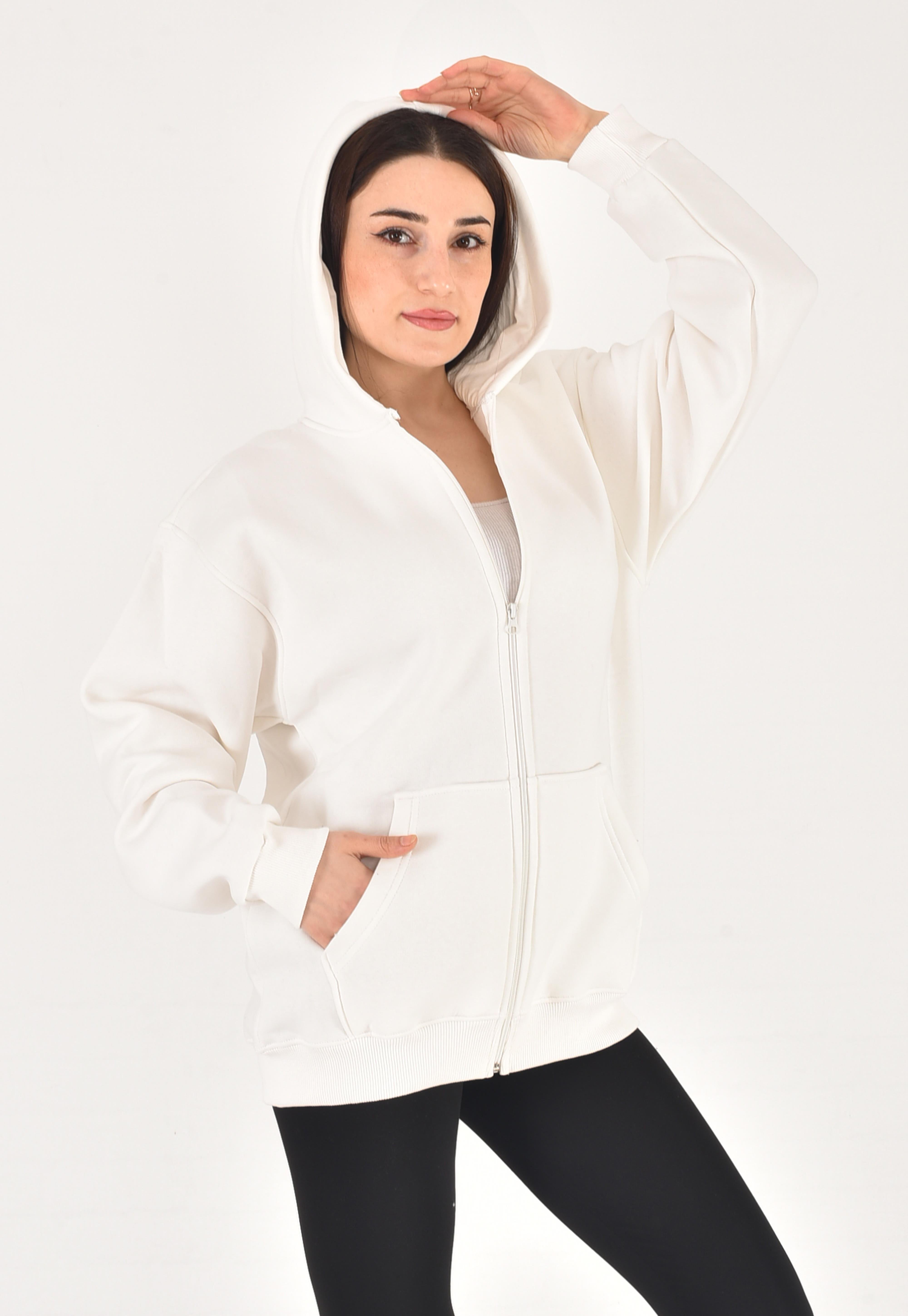 Fermuarlı Oversize Pamuklu Ceket