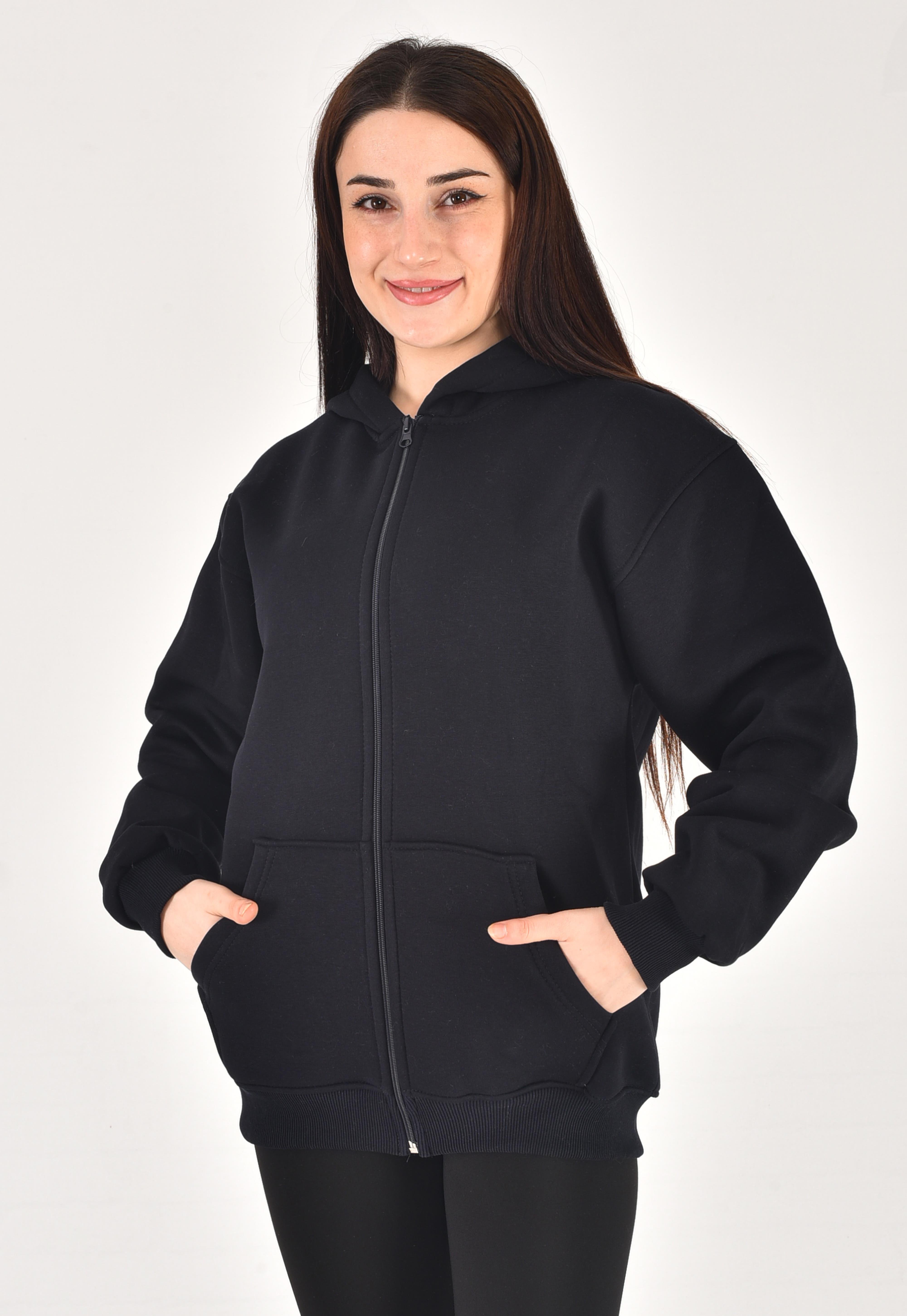 Fermuarlı Oversize Pamuklu Ceket