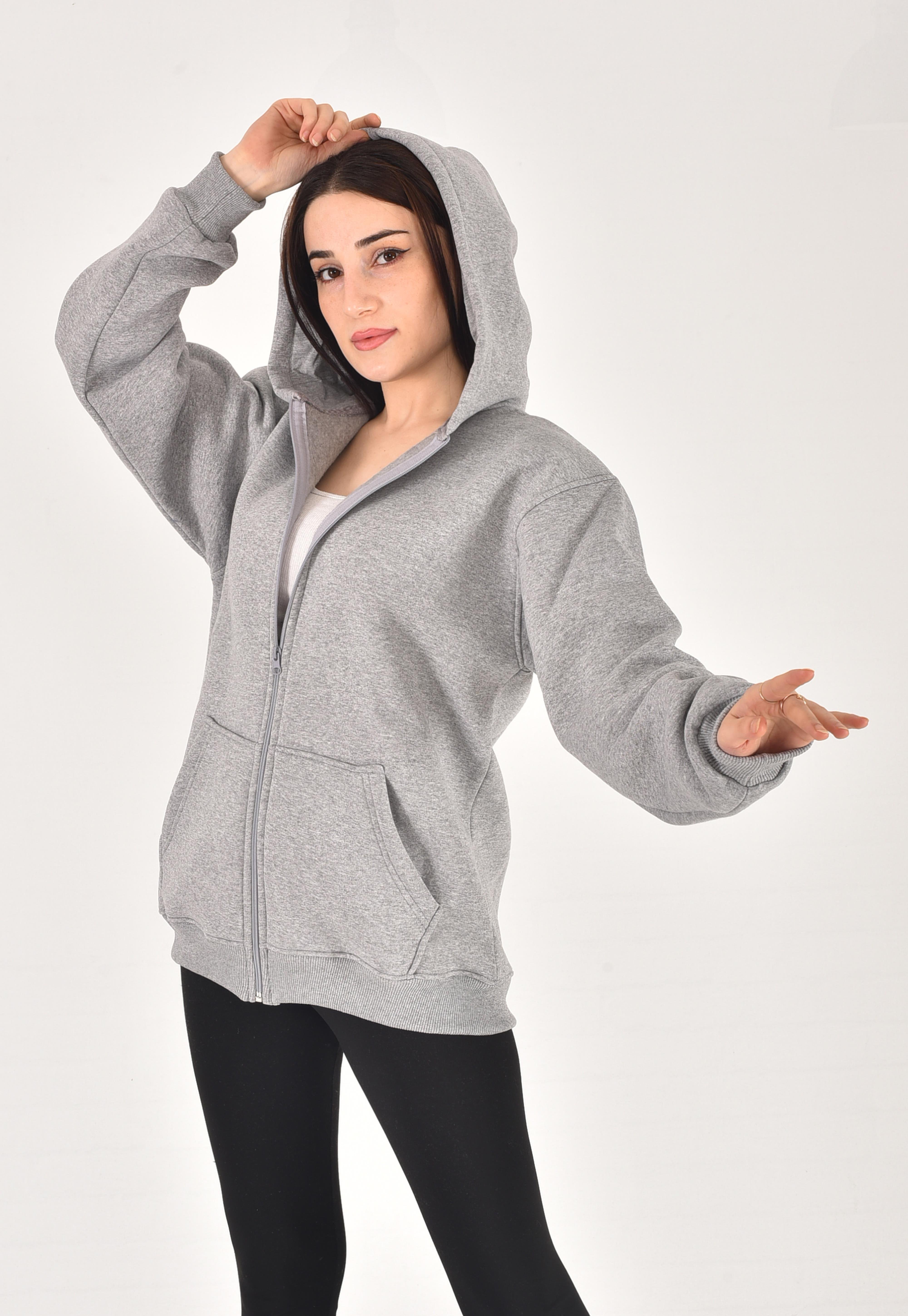 Fermuarlı Oversize Pamuklu Ceket
