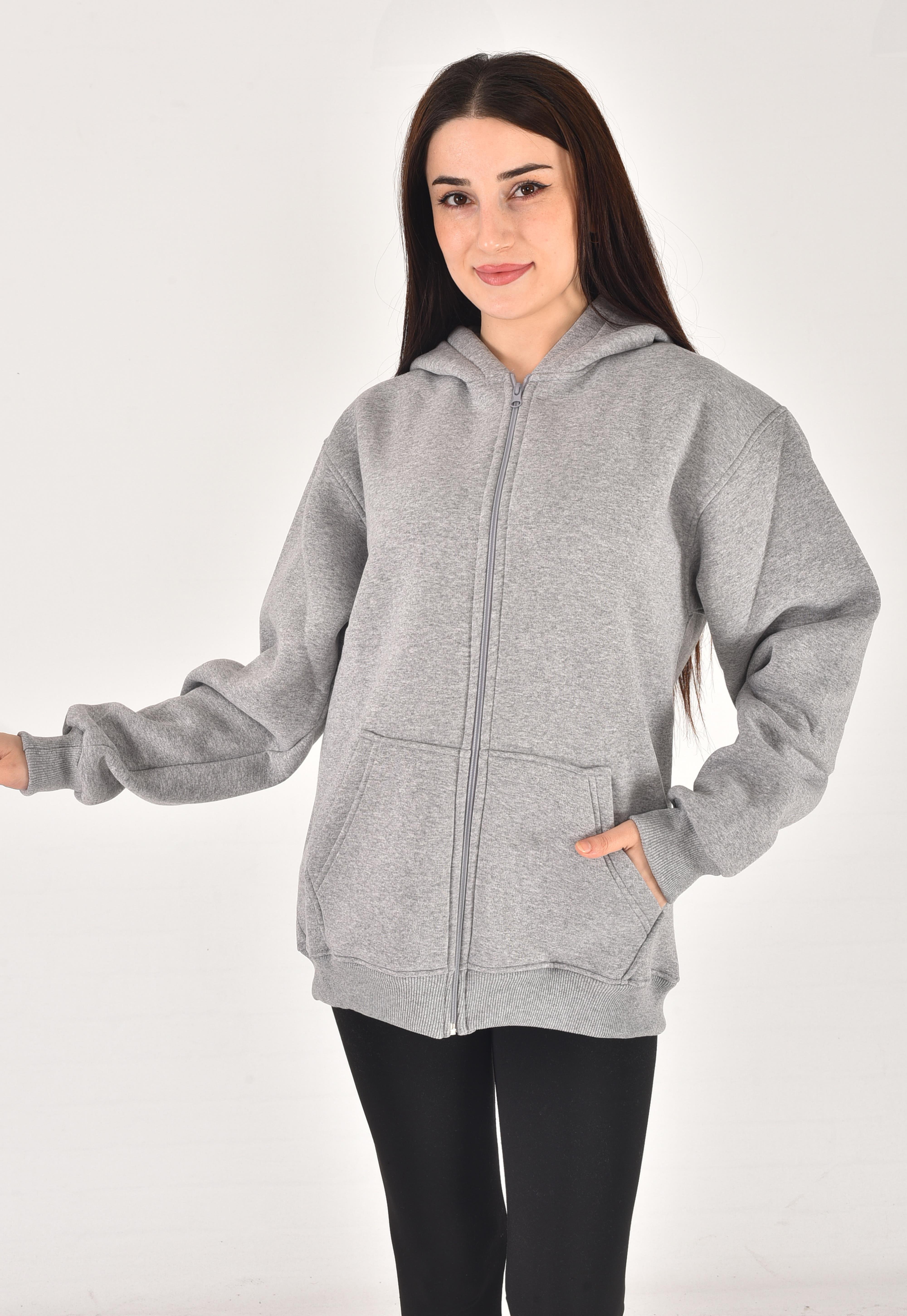 Fermuarlı Oversize Pamuklu Ceket