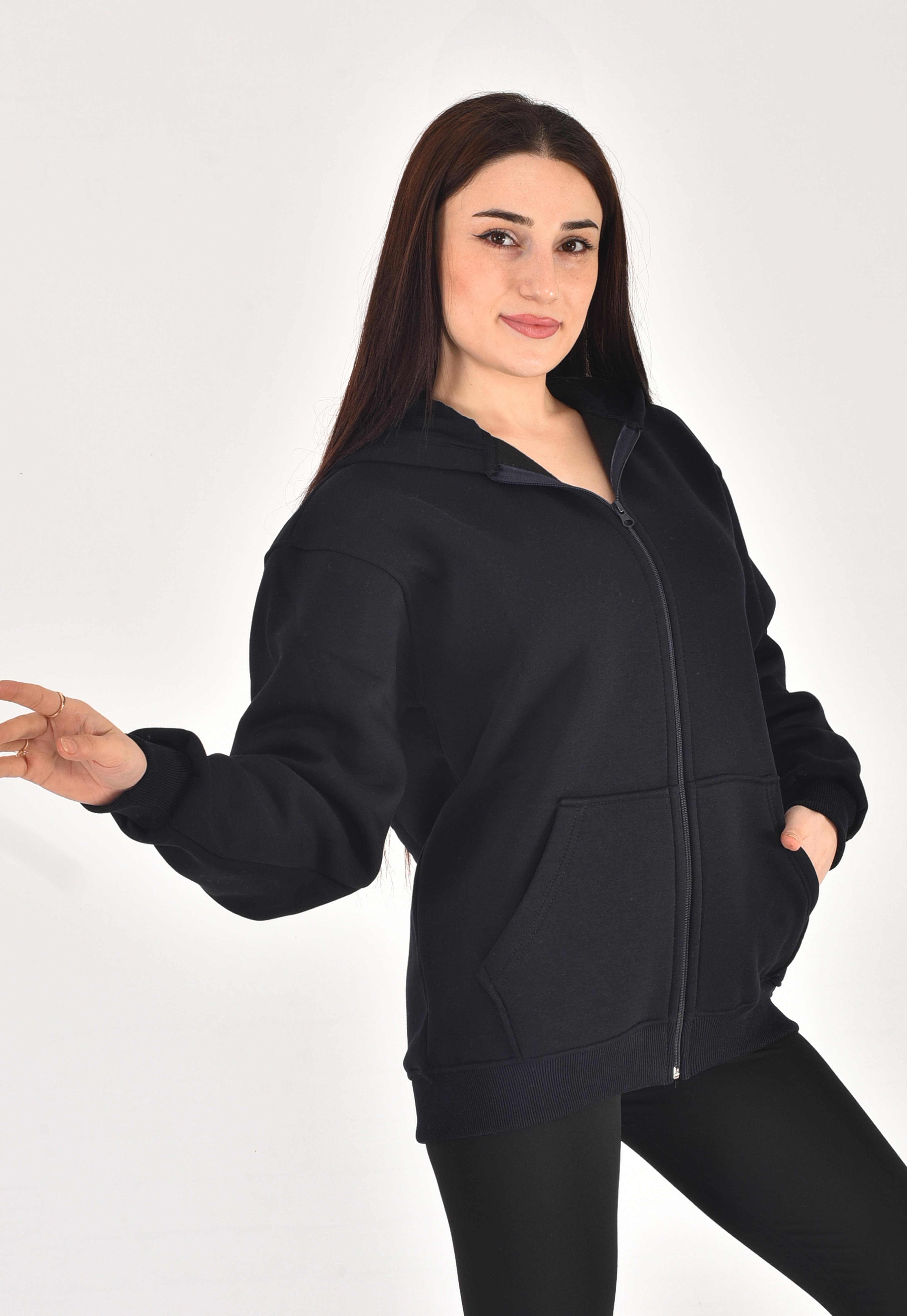 Fermuarlı Oversize Pamuklu Ceket