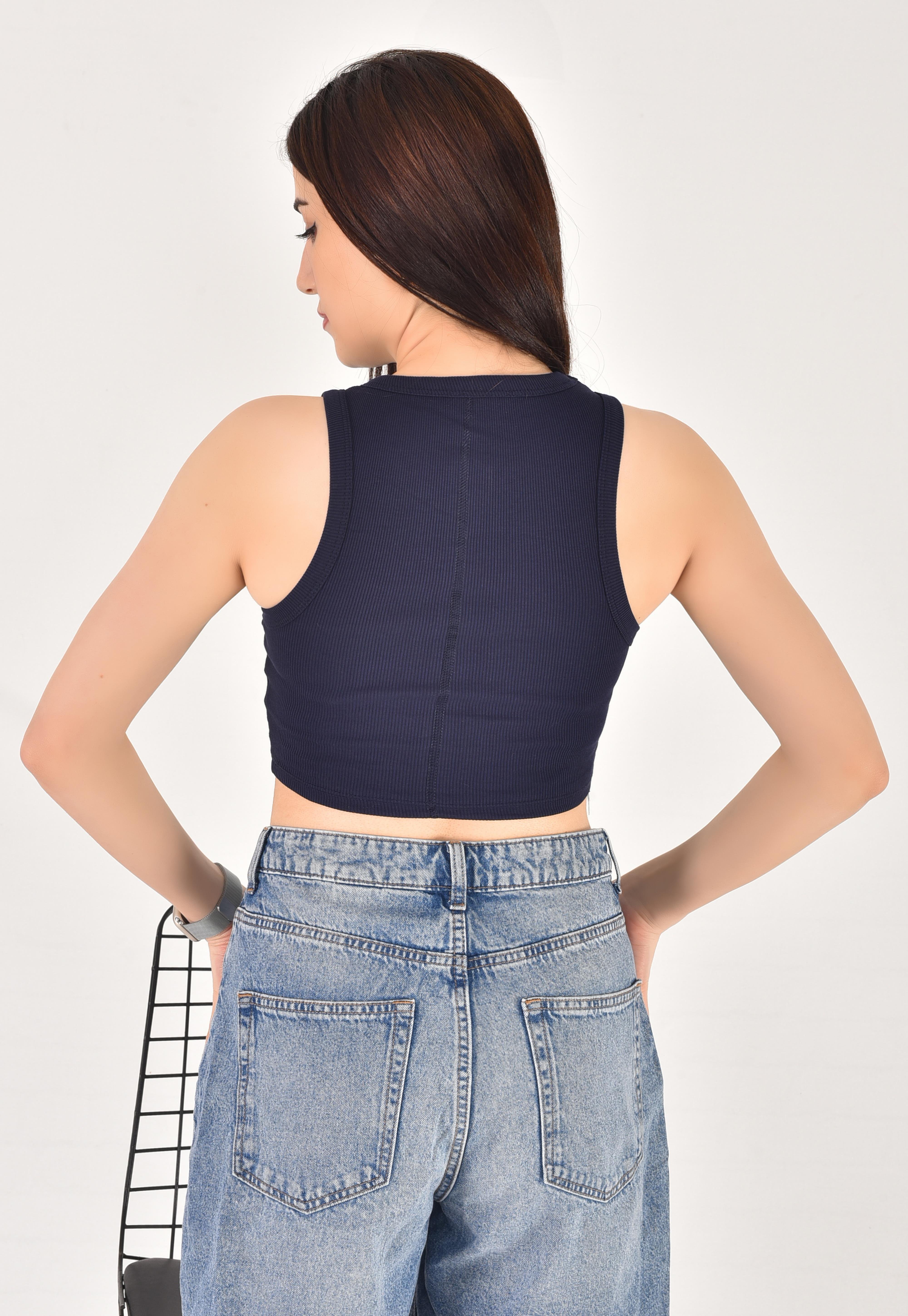 Kalp Motif Nakışlı Baskılı Halter Yaka Crop