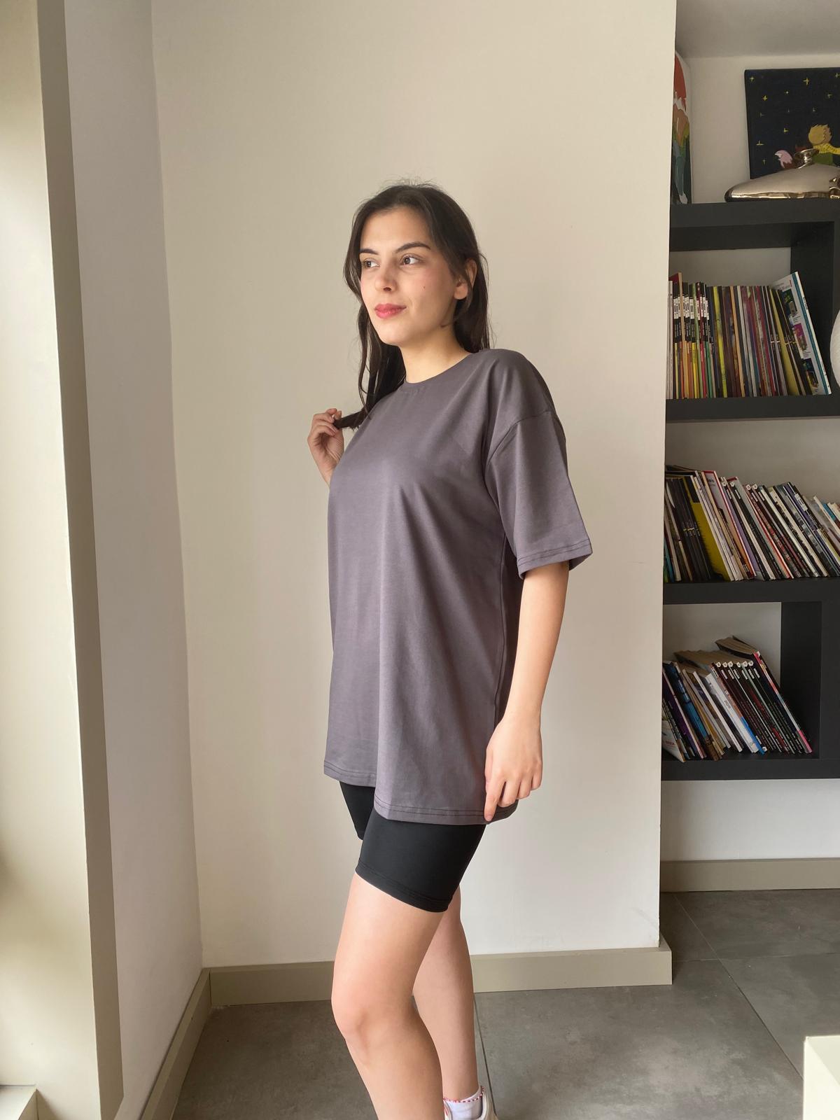 Oversize Bisiklet Yaka Basic T-shirt