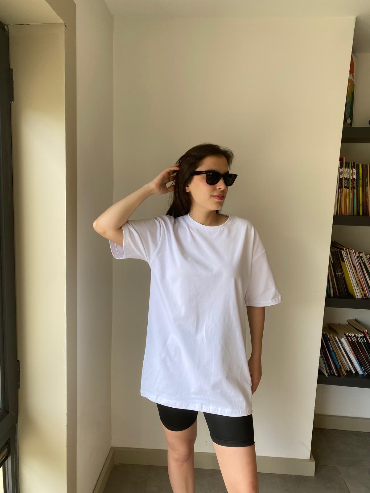 Oversize Bisiklet Yaka Basic T-shirt