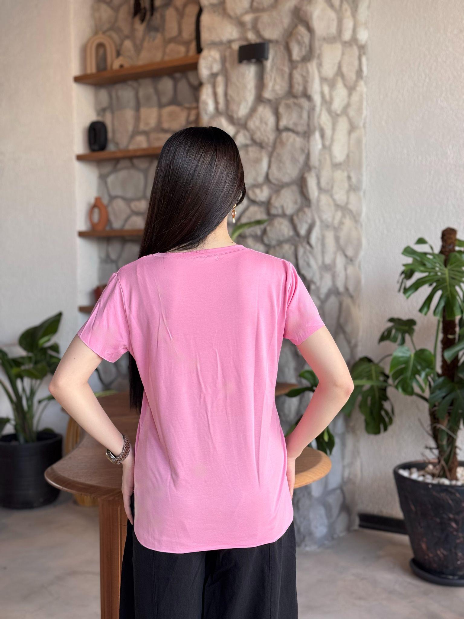 V Yaka Lazer Kesim Comfort T-Shirt
