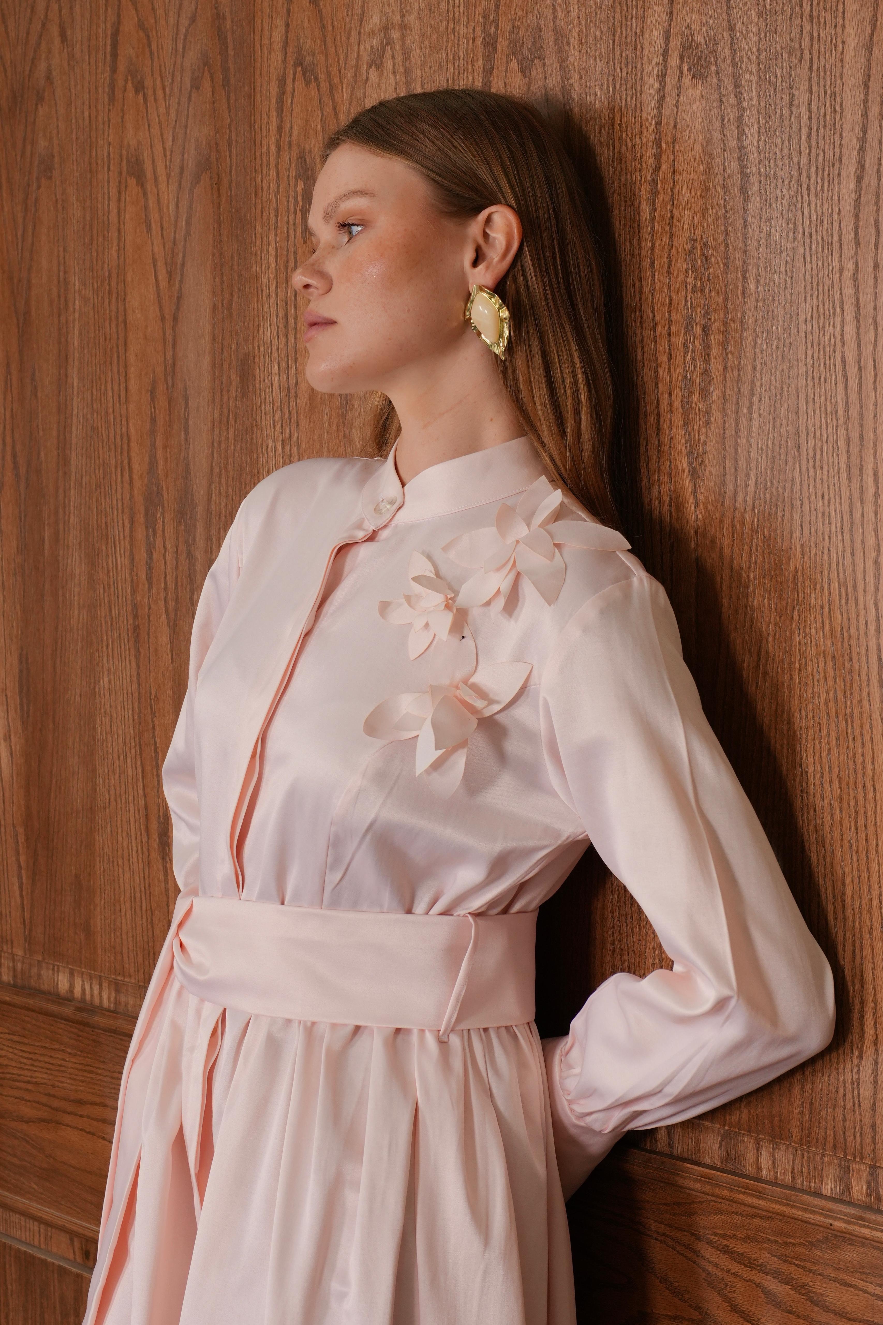 FLEUR KOTON ELBİSE - PUDRA