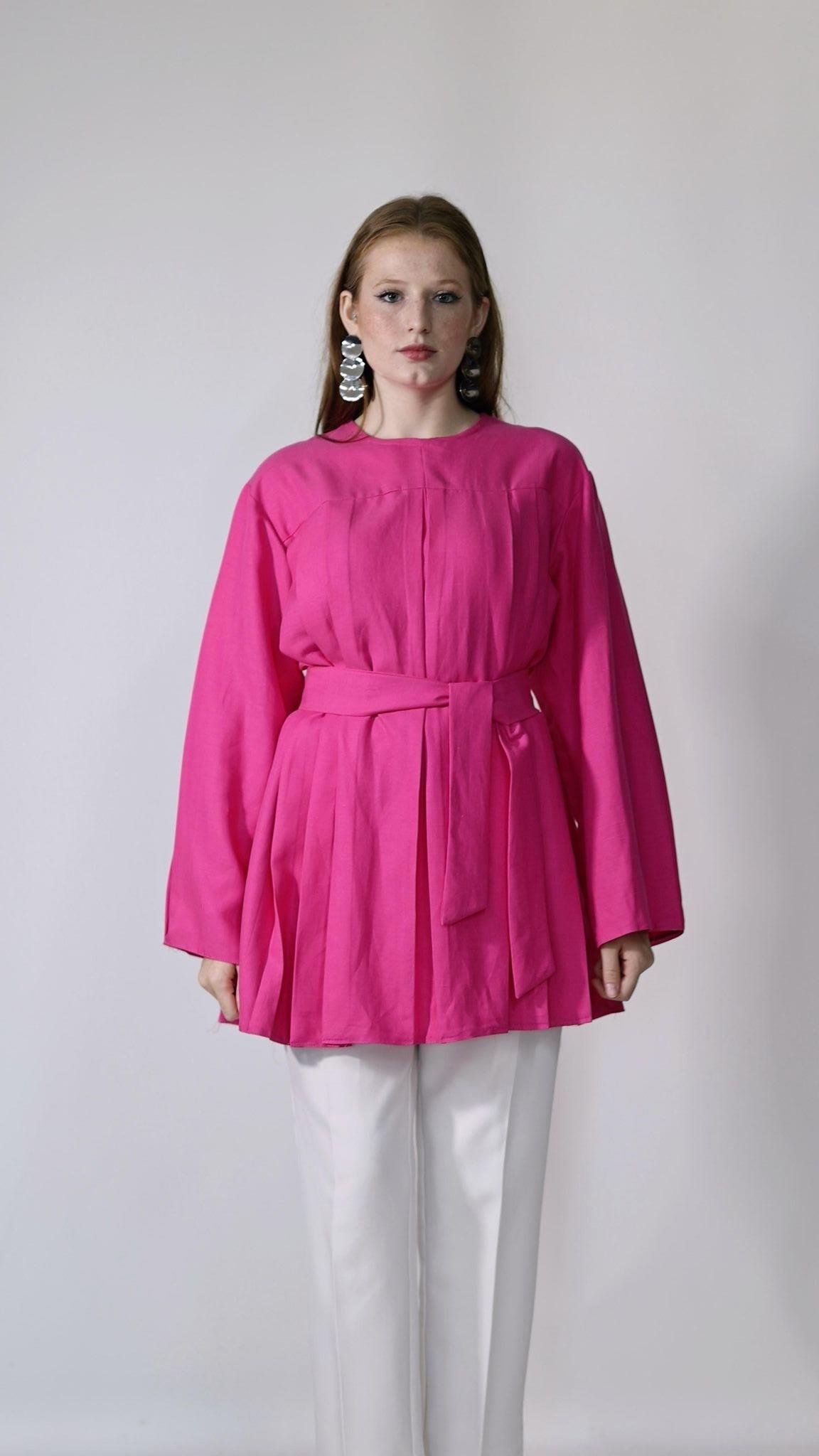 PİLELİ GRACE TUNİK - PİNK  